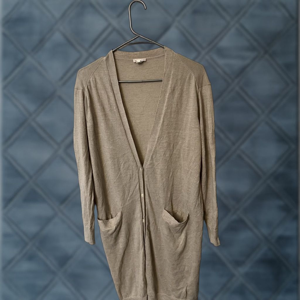 Gap Gap Cardigan Linen Blend V-Neck Button Front Long Line Beige Small Size S / US 4 / IT 40 - 1 Thumbnail