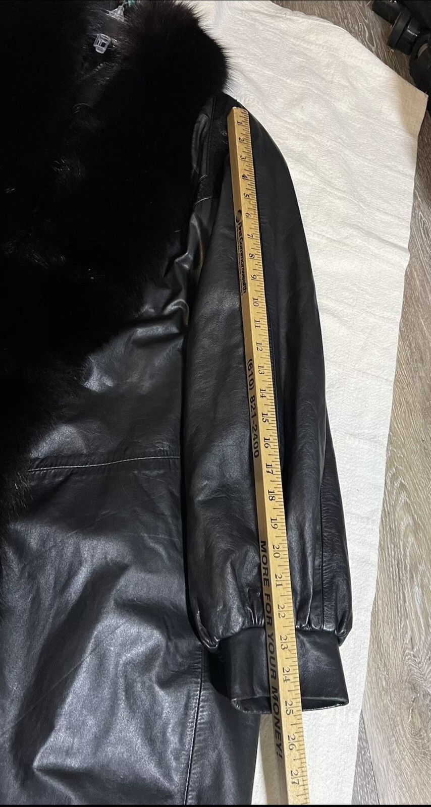 Vintage Black leather maxi coat with fox fur trim Size S / US 4 / IT 40 - 9 Thumbnail