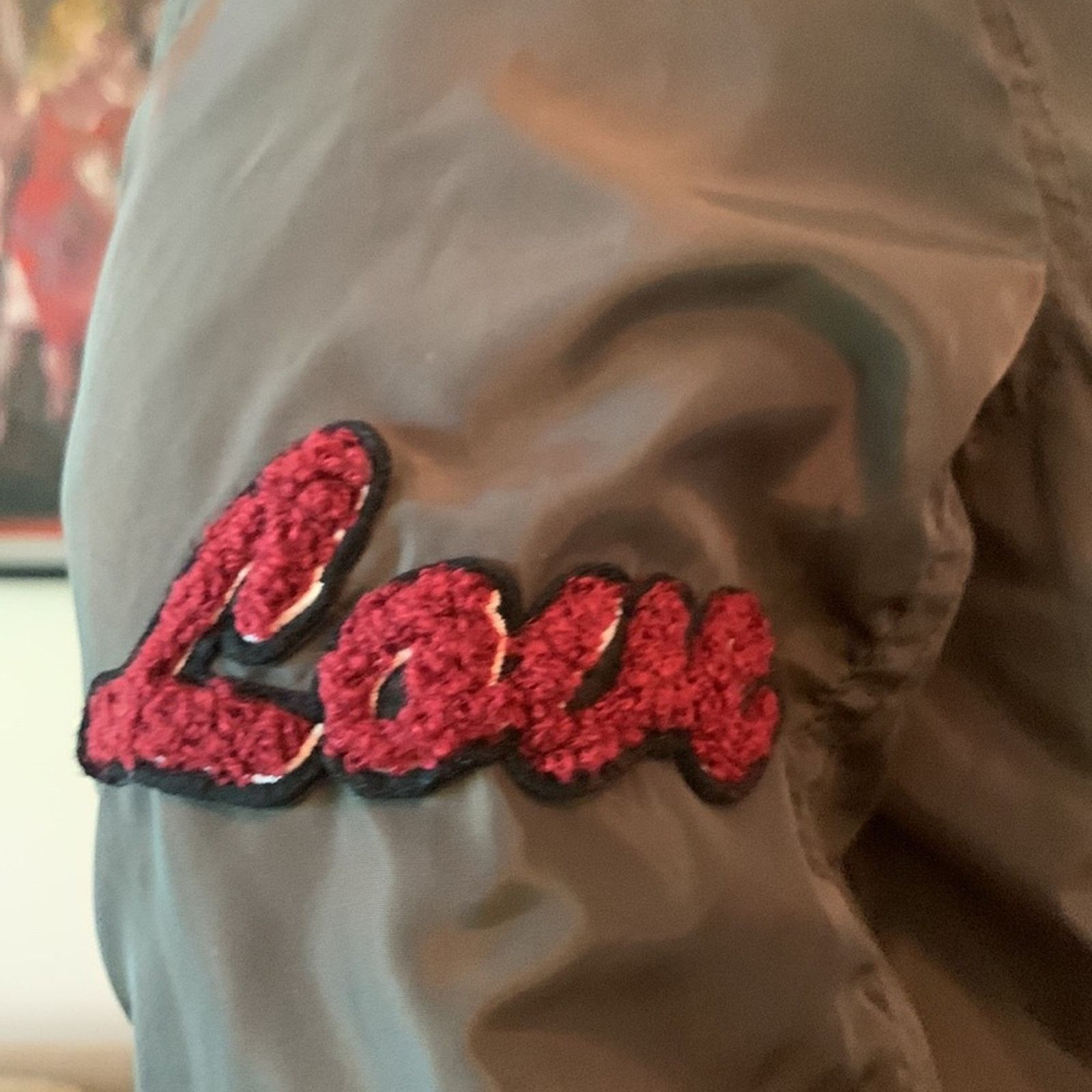 New Look New Look Bomber Jacket Khaki Olive Green, Message appliques Size S / US 4 / IT 40 - 2 Thumbnail