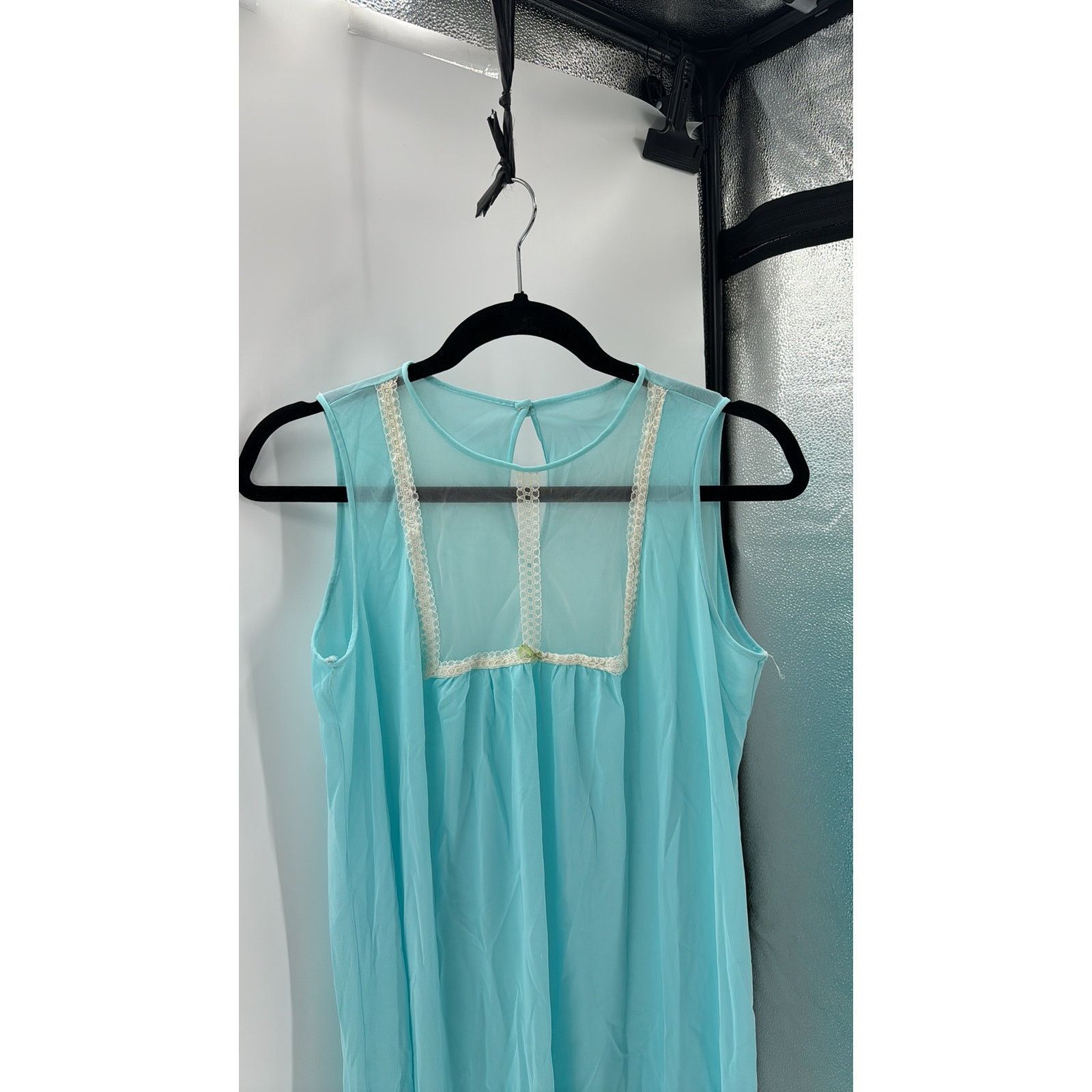 Vintage Vintage Nylon 1960s Blue Nightie Negligee Size S Lace mistee Size S / US 4 / IT 40 - 3 Thumbnail