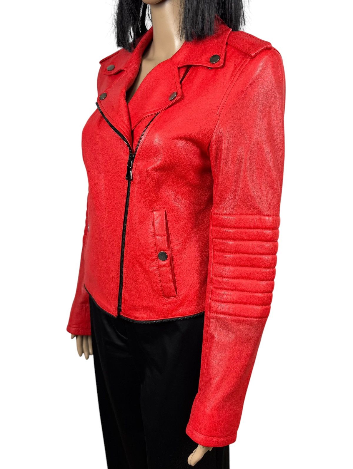 Designer Punto Genuine Leather Biker Jacket Italy size US10 IT46 Size L / US 10 / IT 46 - 7 Thumbnail
