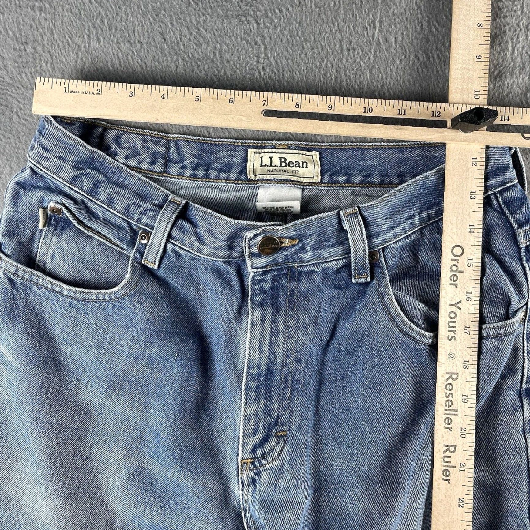 Vintage L.L. Bean Jeans Mens Natural Fit 31x29 Denim Blue Straight Pockets Belt Loops Zip Front Casual Workwear Vintage: No Mens Size US 32 / EU 48 - 4 Thumbnail