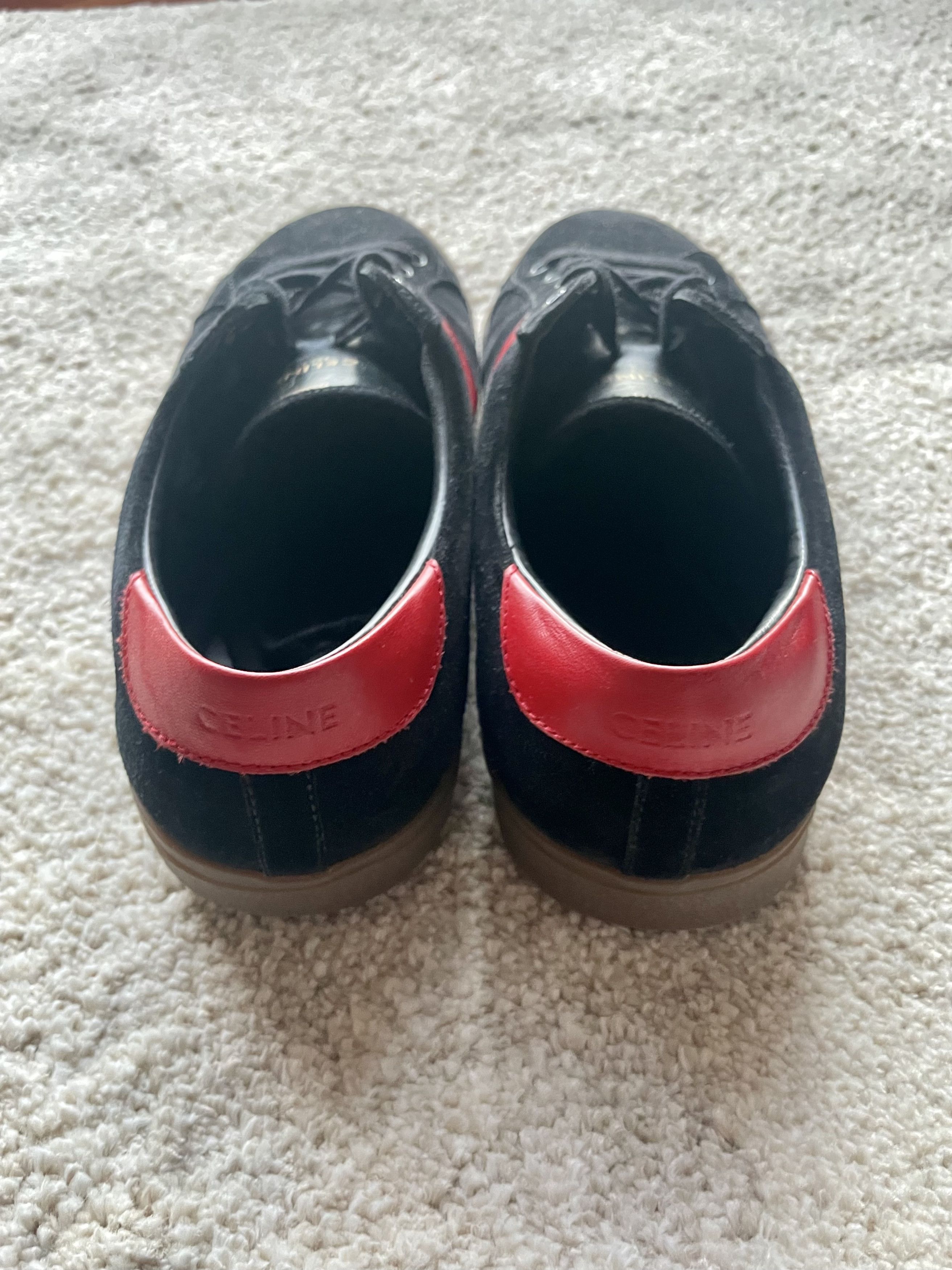 Celine CELINE Triomphe Low Lace Up Sneaker - Black / Red Size US 9 / EU 42 - 3 Thumbnail