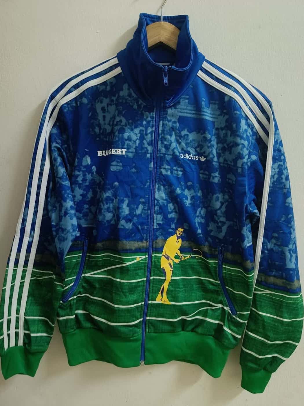 image of Adidas Bungert Tennis Jacket in Blue Green, Men's (Size Medium)