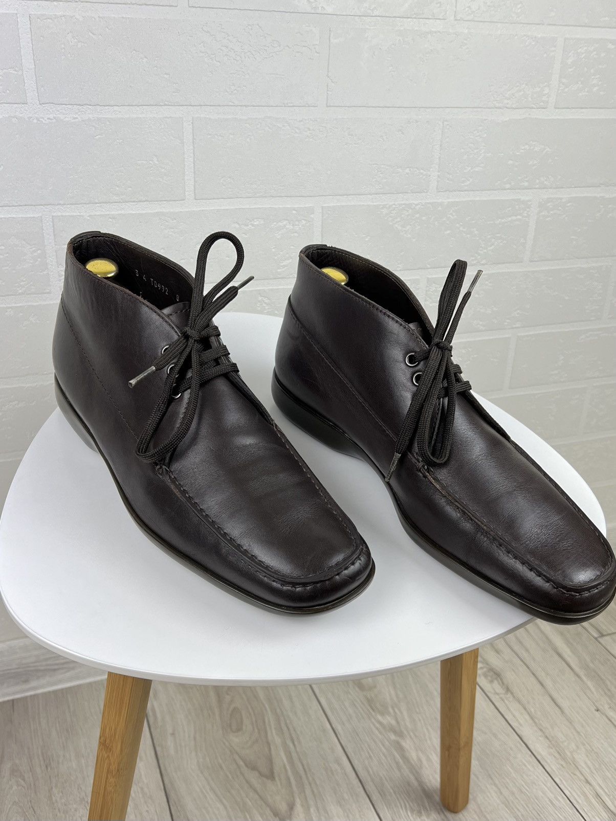 Prada PRADA Boots Leather Shoes Rubber Sole Red Tab Brown Men's Size US 9 / EU 42 - 2 Thumbnail