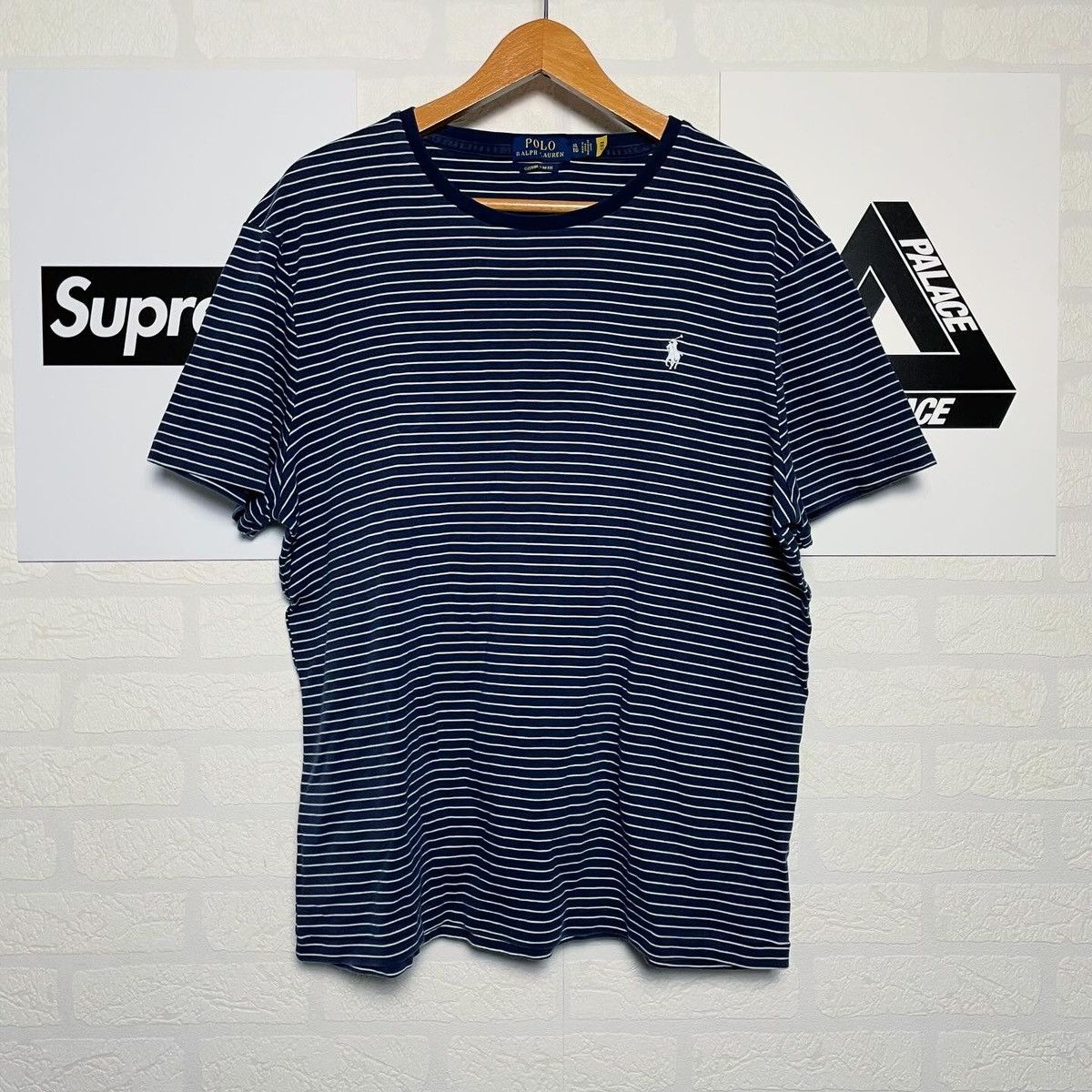 Designer × Polo Ralph Lauren Vintage Navy White Boxy Striped T-Shirt Polo Ralph Lauren Size US XL / EU 56 / 4 - 1 Thumbnail
