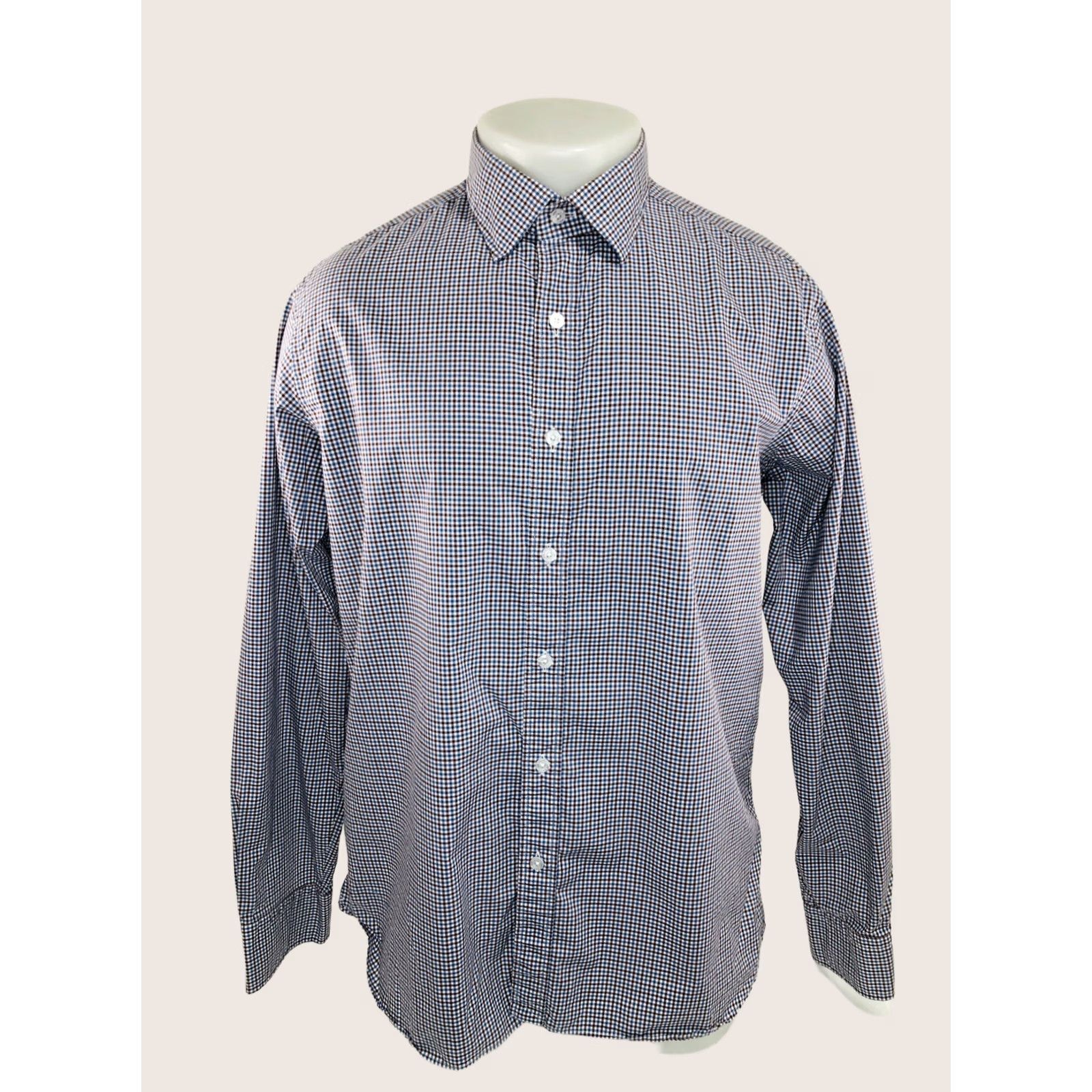 Todd Snyder HAMILTON TODD SNYDER Plaid Shirt Blue Brown WHite XL 16.5 Mens Size US XL / EU 56 / 4 - 1 Thumbnail