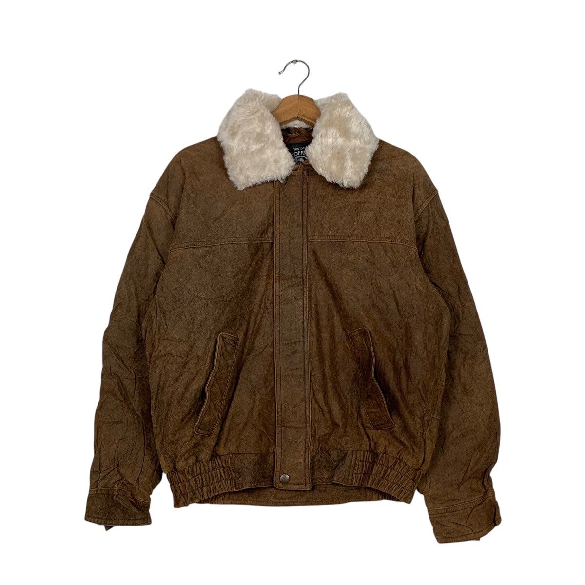 Vintage ☀️Suntory Coffee Boss leather zipper sherpa collar jacket Size US M / EU 48-50 / 2 - 2 Thumbnail