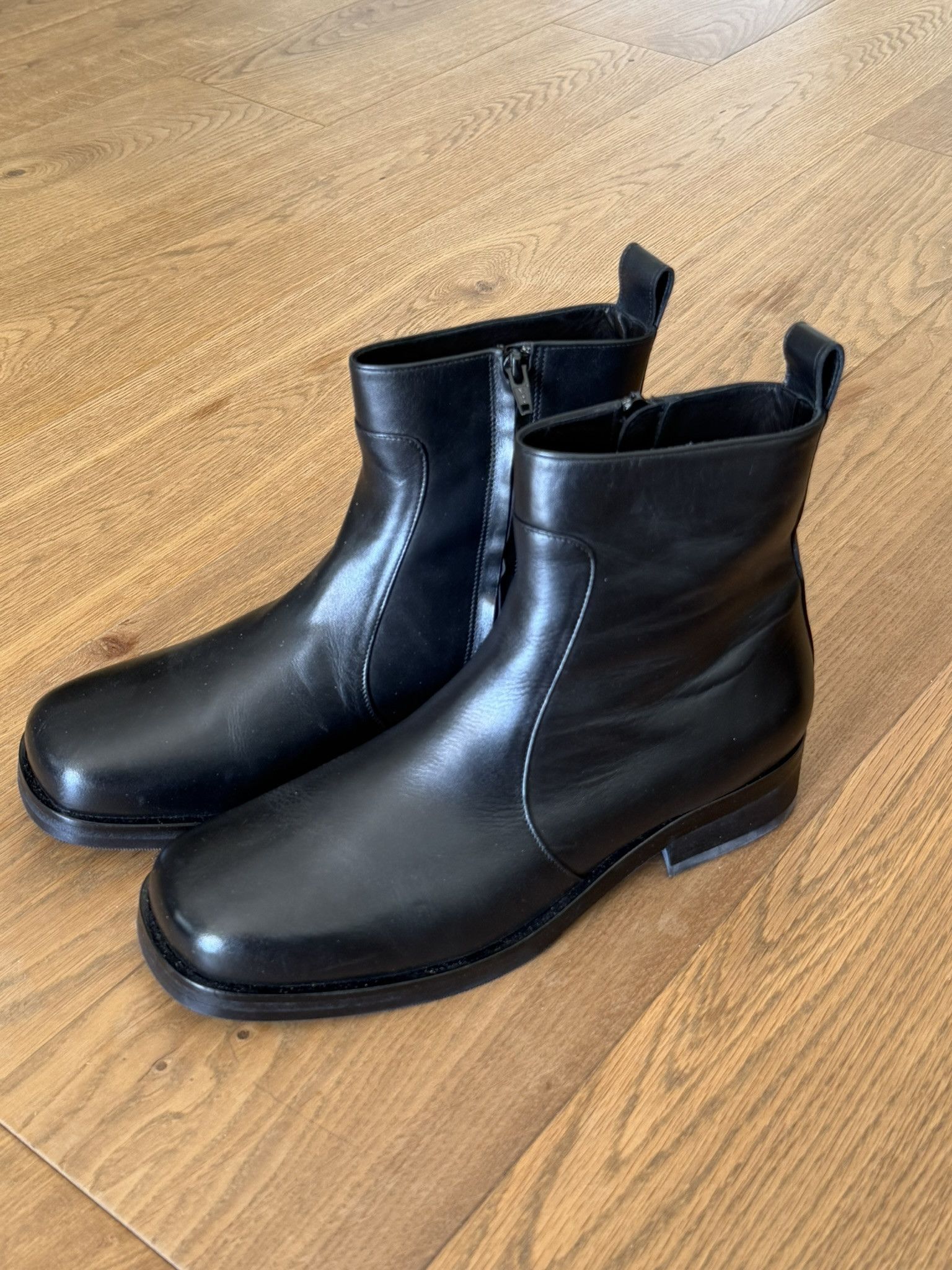 Studio Nicholson black Square Toe Leather Boots size 45 Size US 12 / EU 45 - 1 Thumbnail