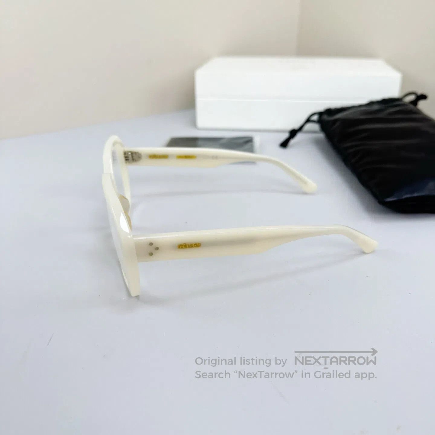 Celine CELINE White Gold Foil Letter Non-Prescription Glasses| Size ONE SIZE - 3 Thumbnail