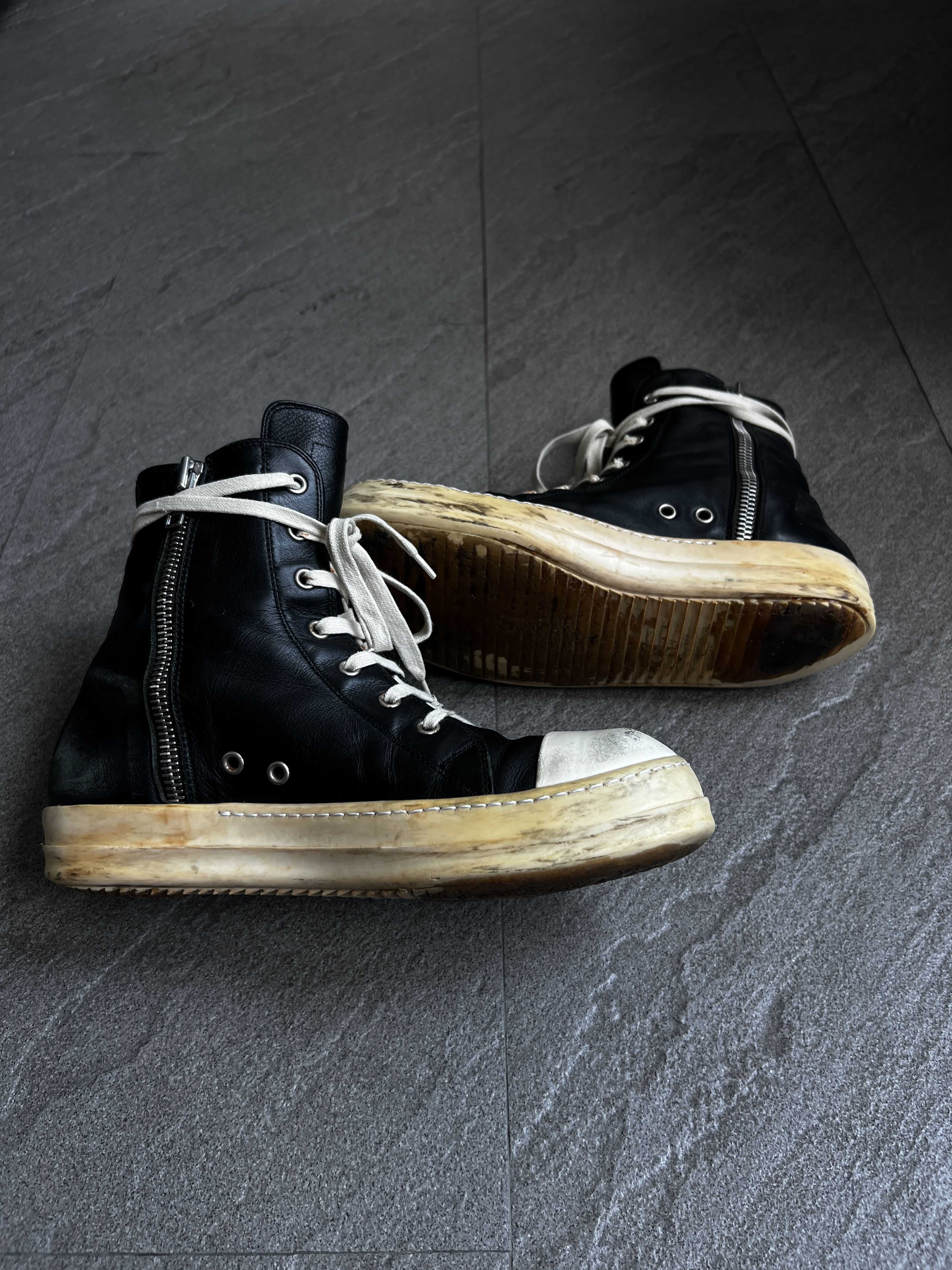 Rick Owens Rick Owens Ramones High Black Milk EU41 Size US 8 / EU 41 - 8 Thumbnail