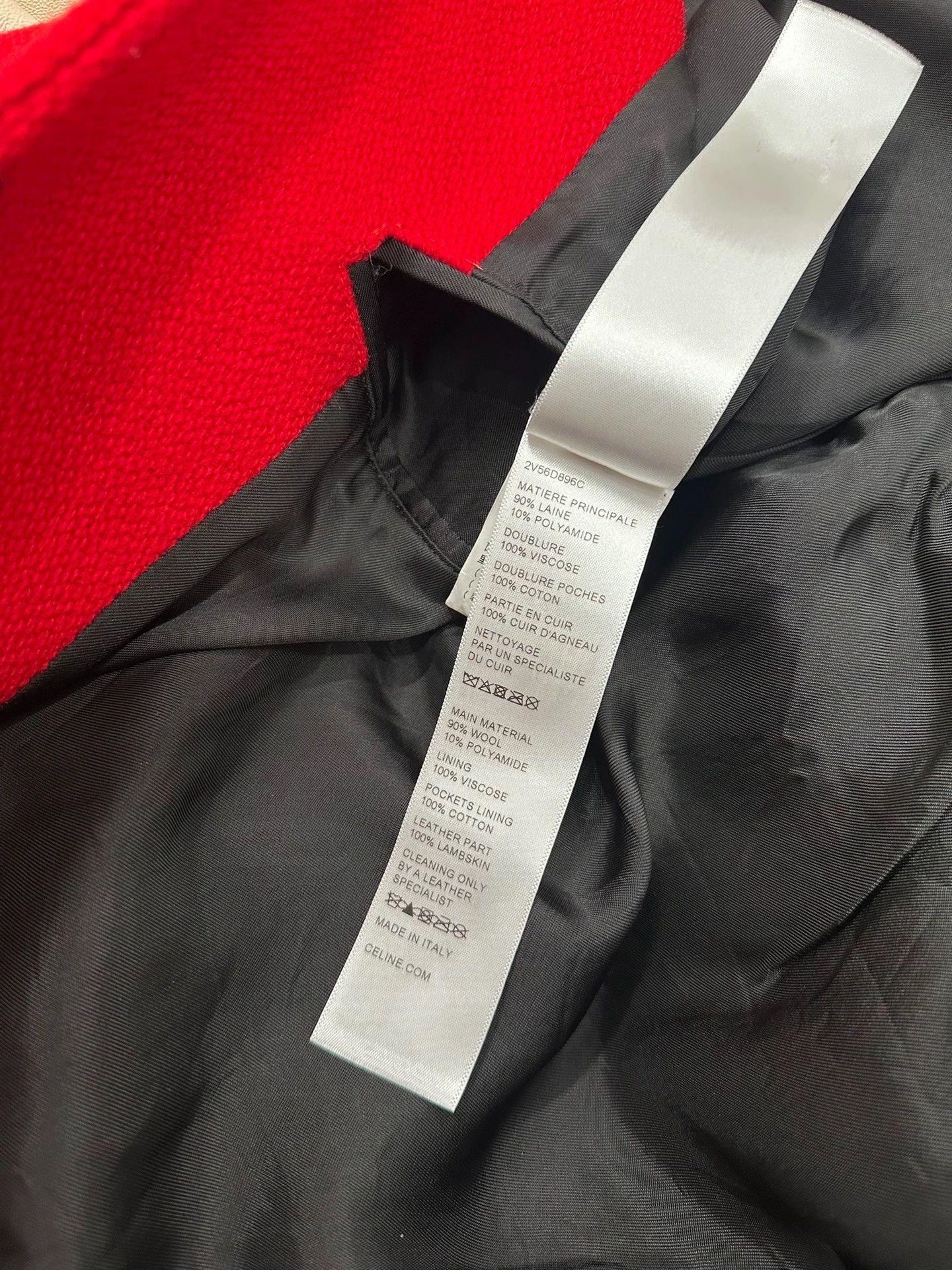 Celine Celine Wool Lambskin Red Leather C Embroidered Baseball Jkt Size US M / EU 48-50 / 2 - 6 Thumbnail