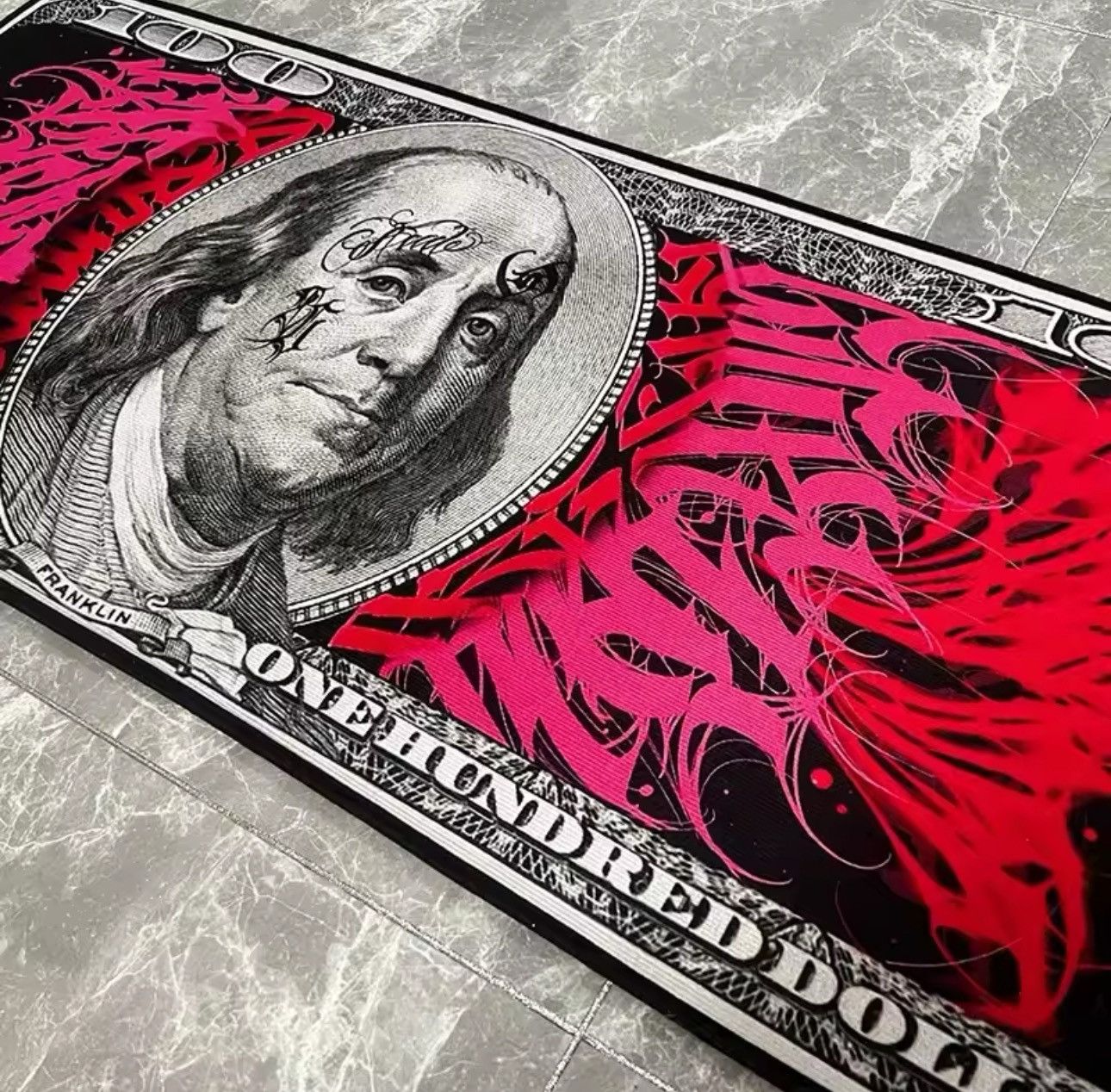 Handmade Handmade Dollar USD Print Banknotes Carpet Rug Size ONE SIZE - 2 Thumbnail