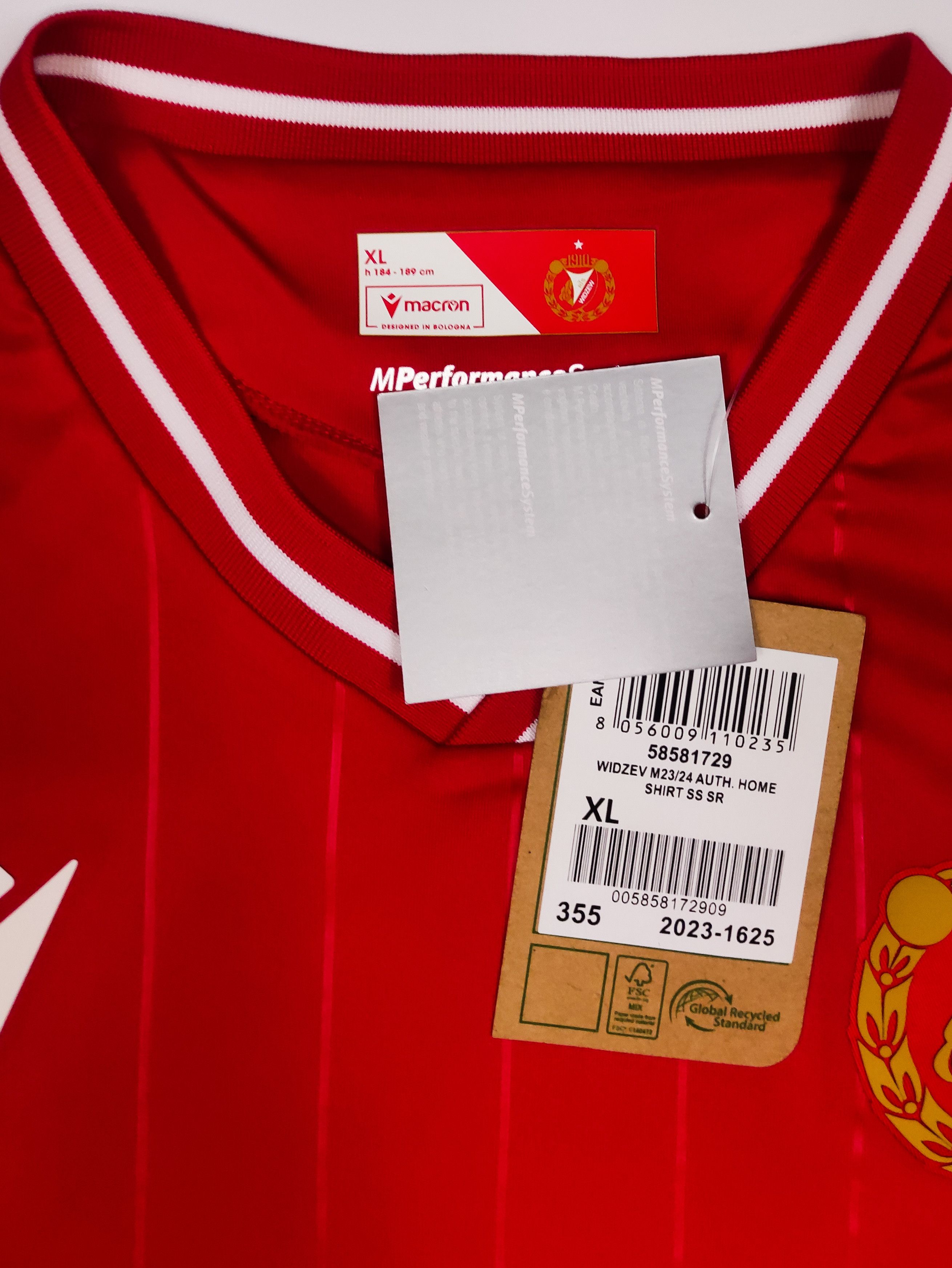 Macron BNWT RTS Widzew Łódź 2023 2024 Macron Home Shirt Kit Jersey Size US XL / EU 56 / 4 - 3 Thumbnail
