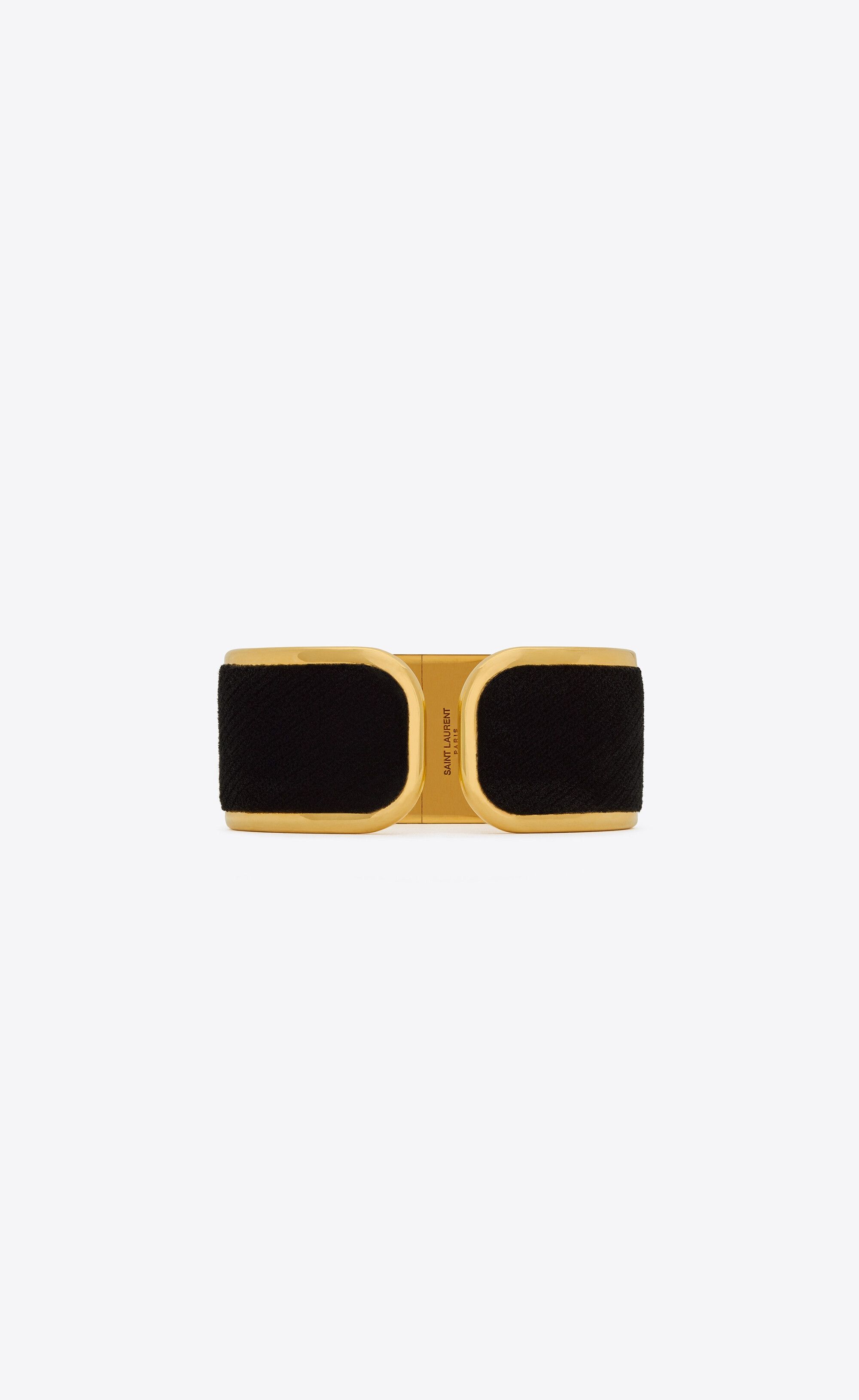 Saint Laurent Paris o1la1rc1a0325 Size: OS / 770484 Soft Cuff in Velvet Metal Size ONE SIZE - 5 Thumbnail