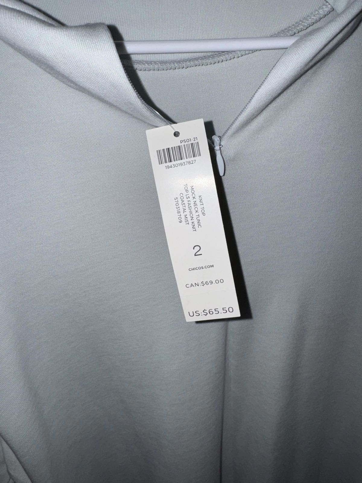 Chicos Chico's Light Gray Long Sleeve Hoodie Size 2 Size XS / US 0-2 / IT 36-38 - 2 Thumbnail