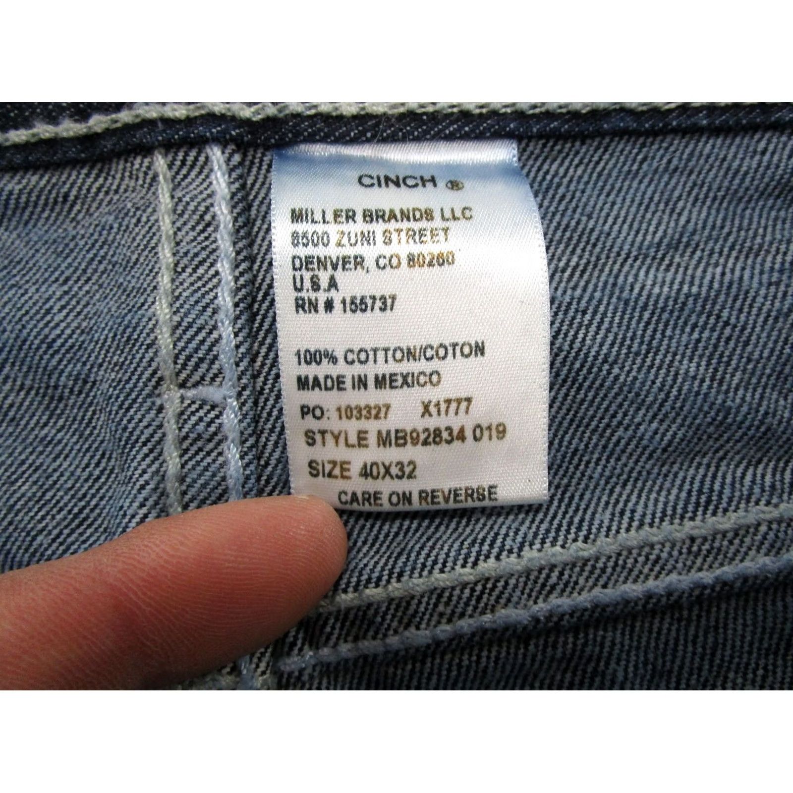 Denime Cinch Jeans Men's Blue Denim White Label Relaxed Straight MB92834 Size 40x32 Size US 40 / EU 56 - 5 Thumbnail