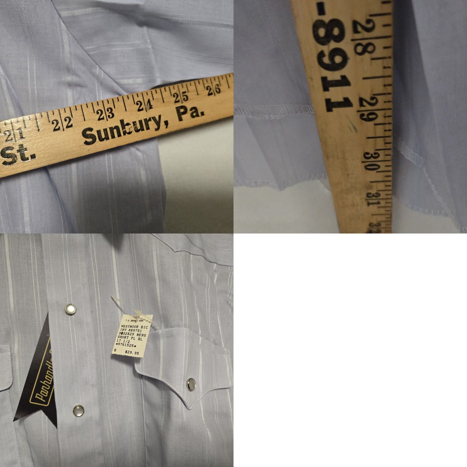 Vintage Panhandle Slim Western Shirt Pearl Snap Short Sleeve Blue Men's Size 17 1/2 NWT Size US XL / EU 56 / 4 - 8 Thumbnail