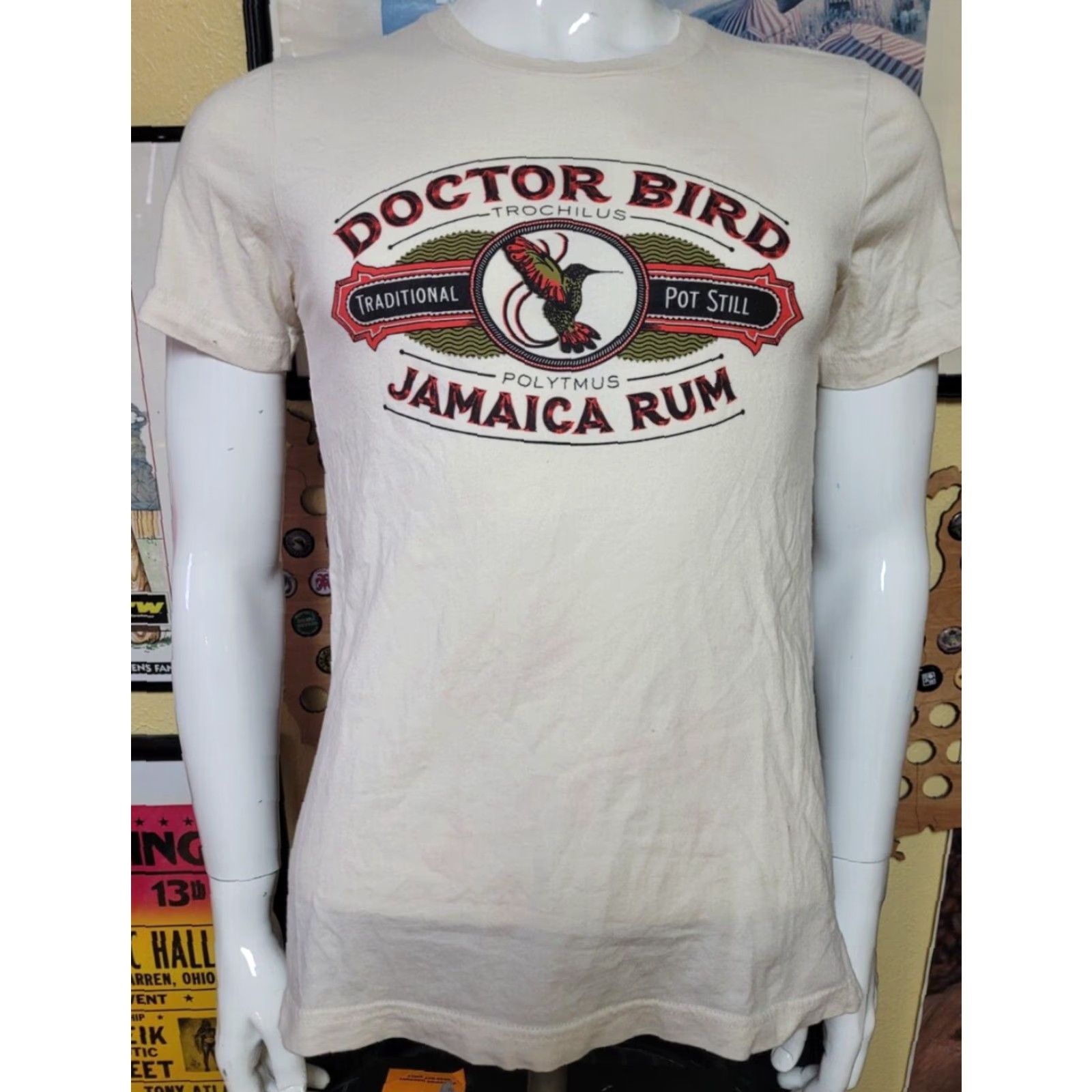 Vintage Doctor Bird Jamaica Rum T Shirt Small Men S Beige Cotton Canvas Trochilus Polytmus Size US S / EU 44-46 / 1 - 2 Thumbnail