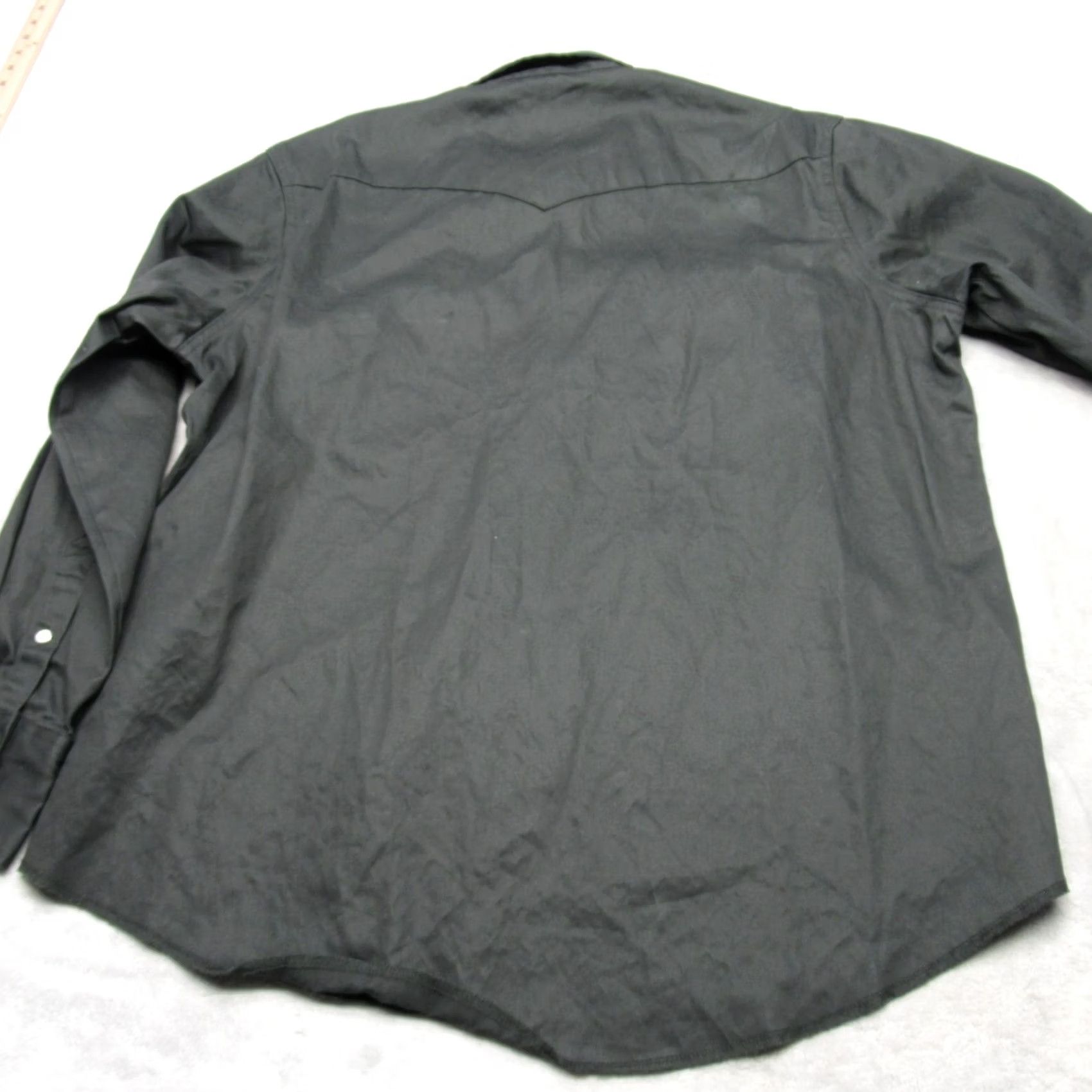 Wrangler VINTAGE Wrangler Pearl Snap Shirt Mens XL Gray Solid Canvas Long Sleeve Button Size US XL / EU 56 / 4 - 2 Thumbnail