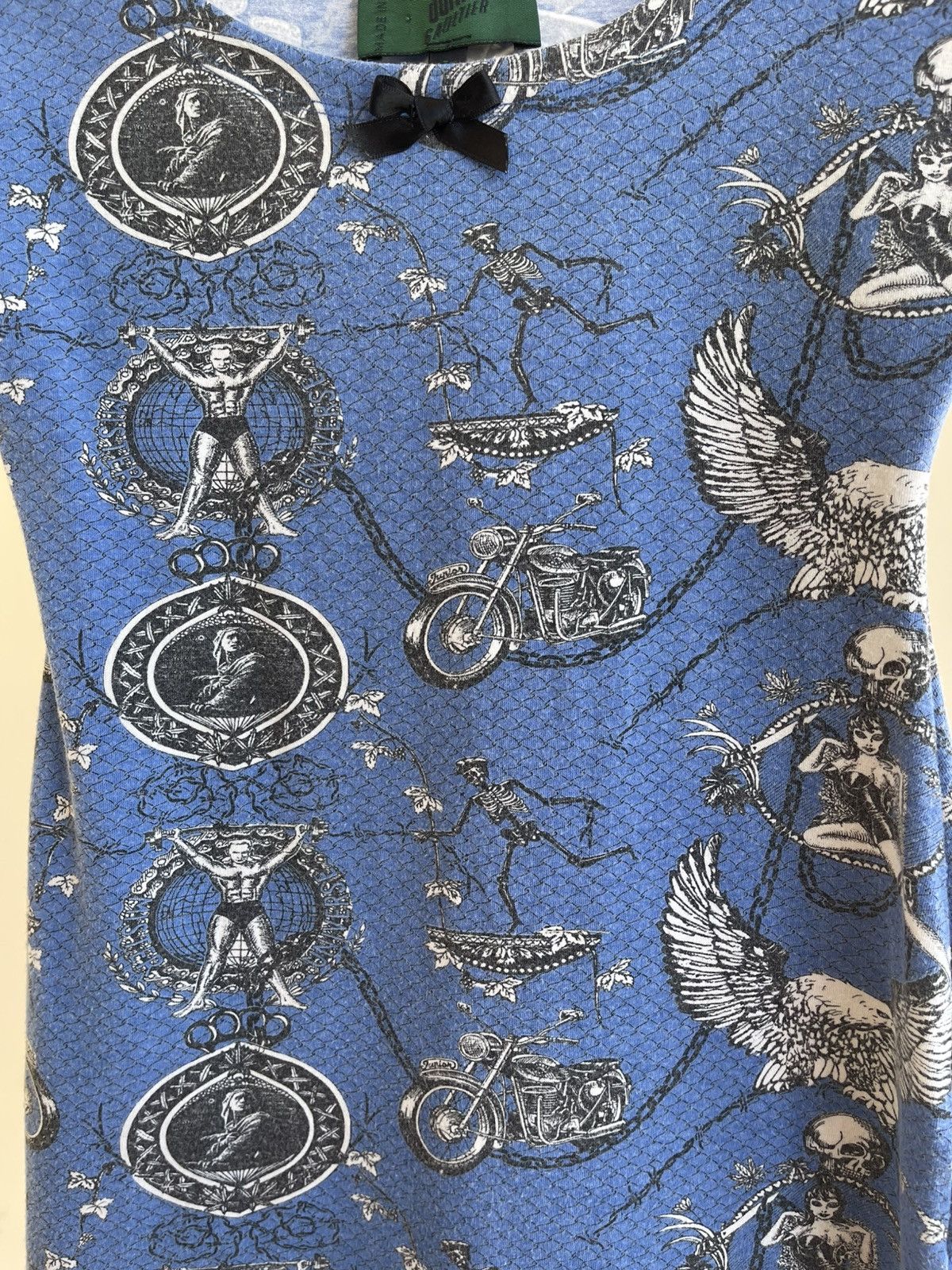 Jean Paul Gaultier JPG Junior Mister World Print Cotton Stretch Mini Dress 90s Size L / US 10 / IT 46 - 7 Thumbnail