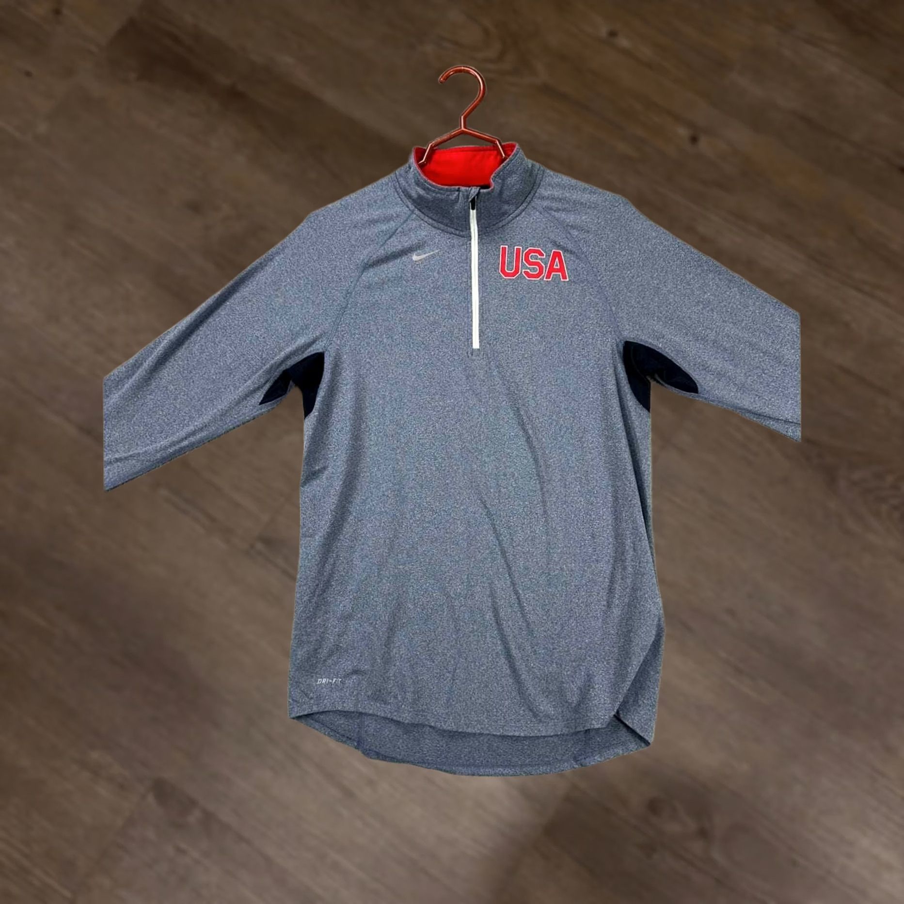 Nike Nike Running Shirt Mens Small Dri-Fit Grey Element USA Pullover Swoosh Athletic Shirt Size US S / EU 44-46 / 1 - 1 Thumbnail