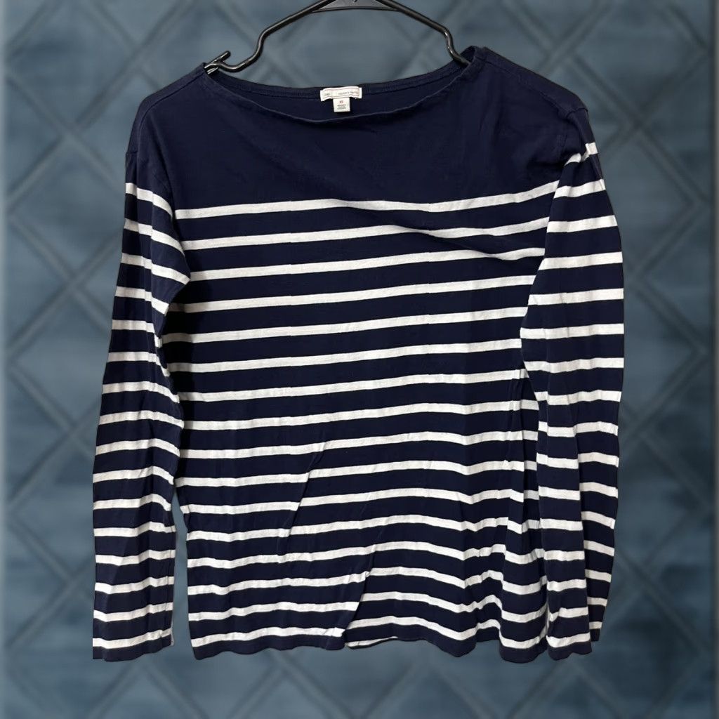 Gap Gap Women's Sweater Pullover Crew Neck 100% Cotton Navy White Striped XS Size XS / US 0-2 / IT 36-38 - 1 Thumbnail