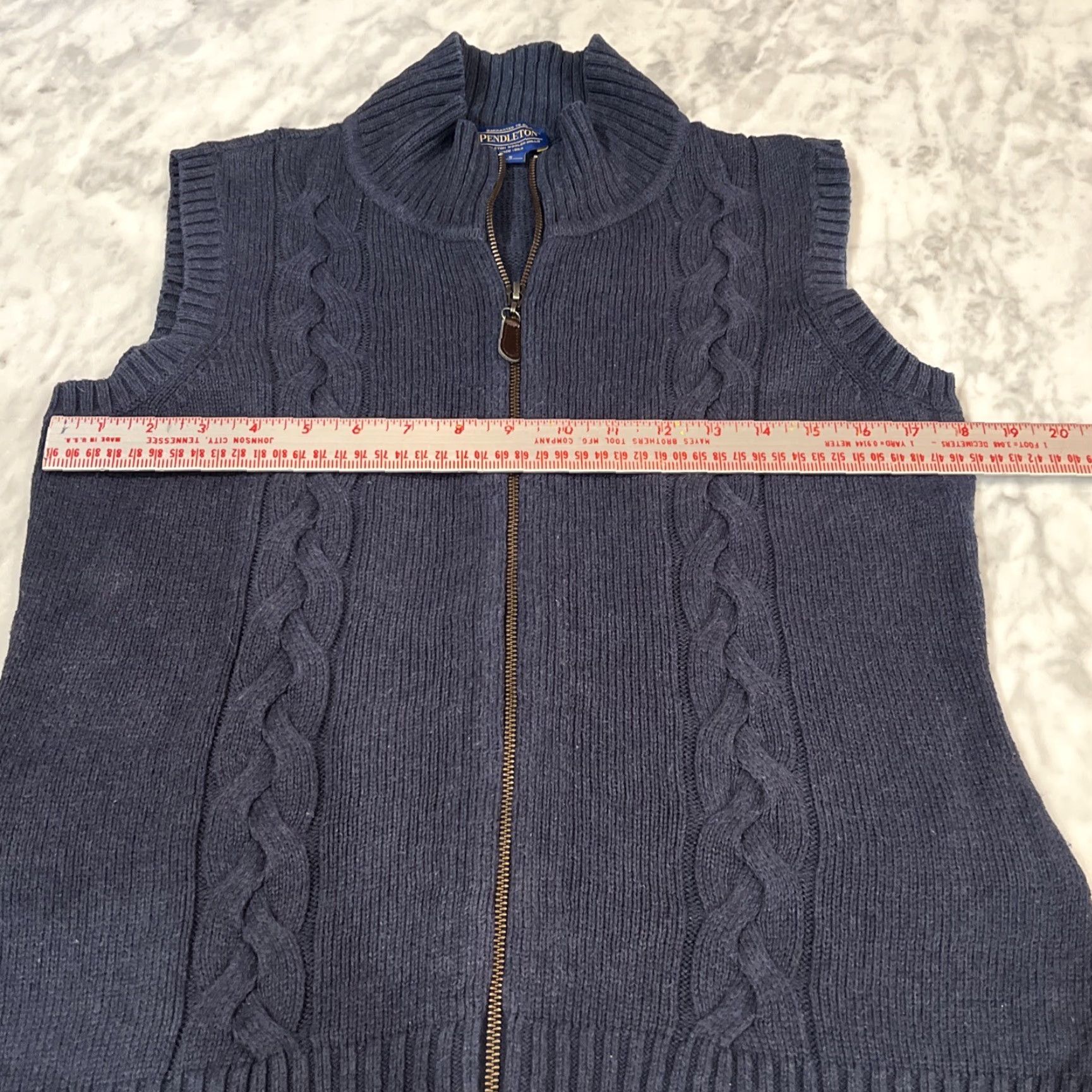 Pendleton Pendleton Sweater Vest Women’s Small Blue Mock Neck Full Zip Cable Knit Vest Size S / US 4 / IT 40 - 6 Thumbnail