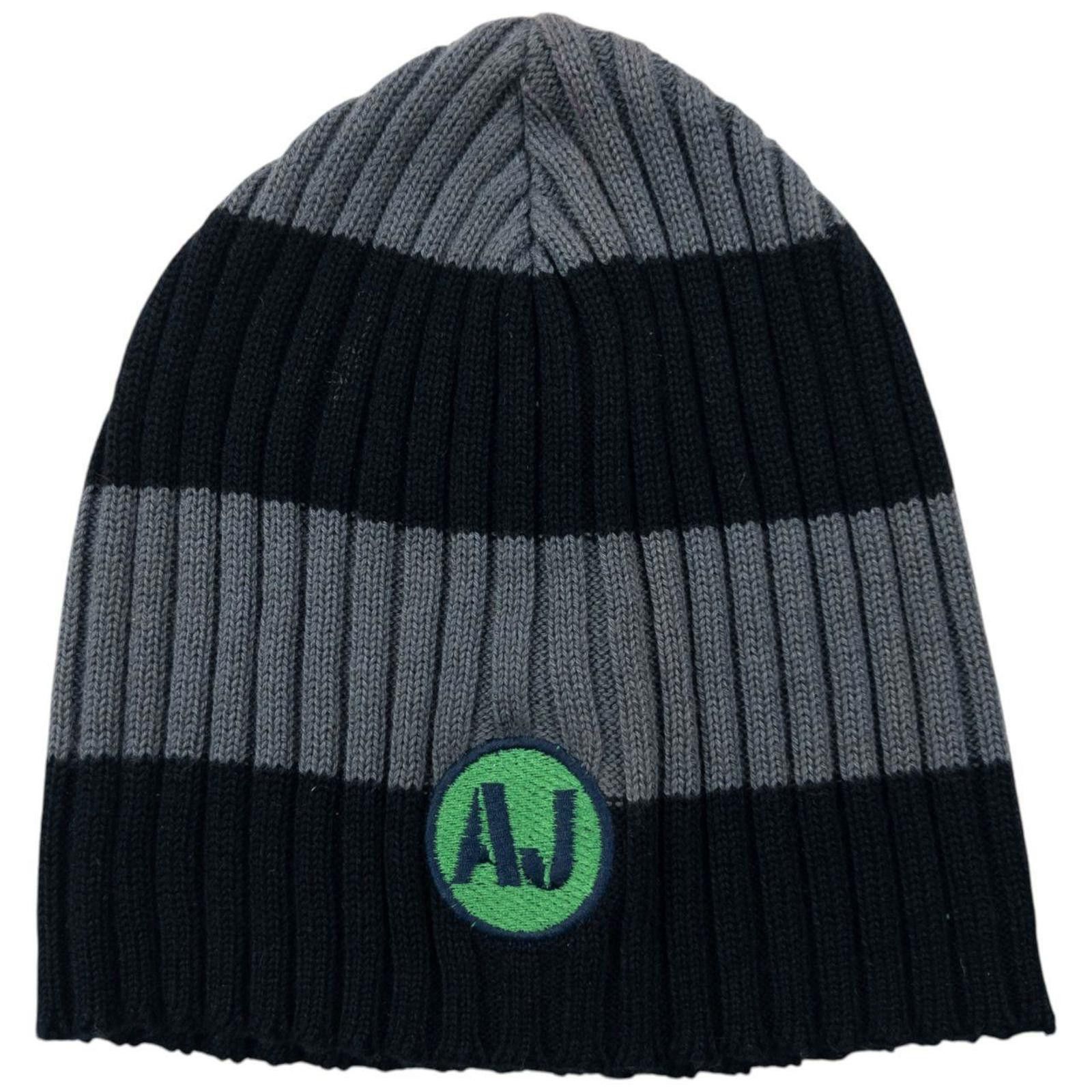 Other Vintage 2000s Armani Jeans Ribbed Stripe Beanie Hat Size ONE SIZE - 1 Thumbnail