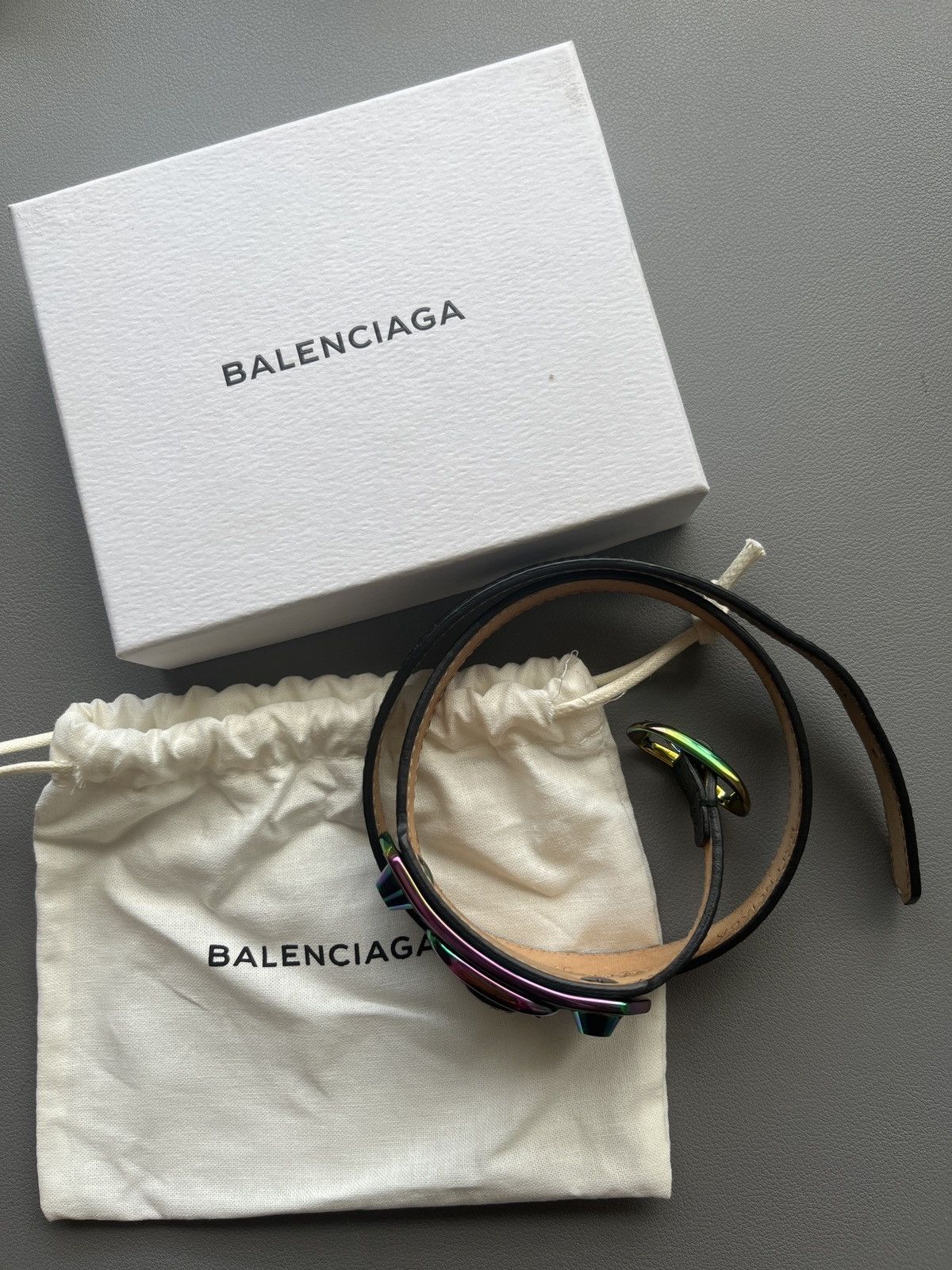 Balenciaga Balenciaga Black Leather Triple Tour Bracelet Size ONE SIZE - 2 Thumbnail
