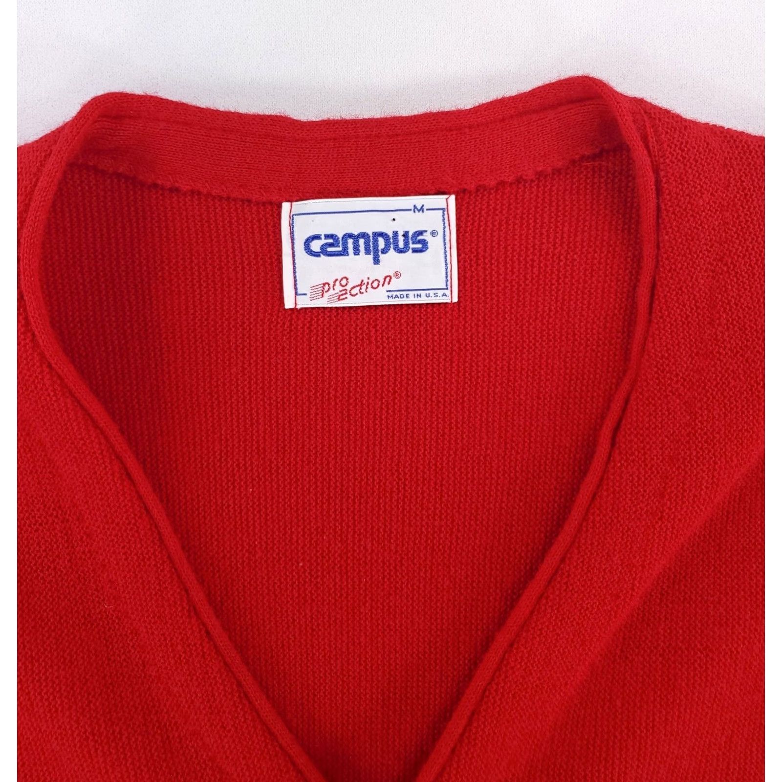 Vintage VINTAGE Campus Cardigan Sweater Pro Action Red Made USA Mens M 70s 80s Acrylic Men’s M Size US M / EU 48-50 / 2 - 2 Thumbnail