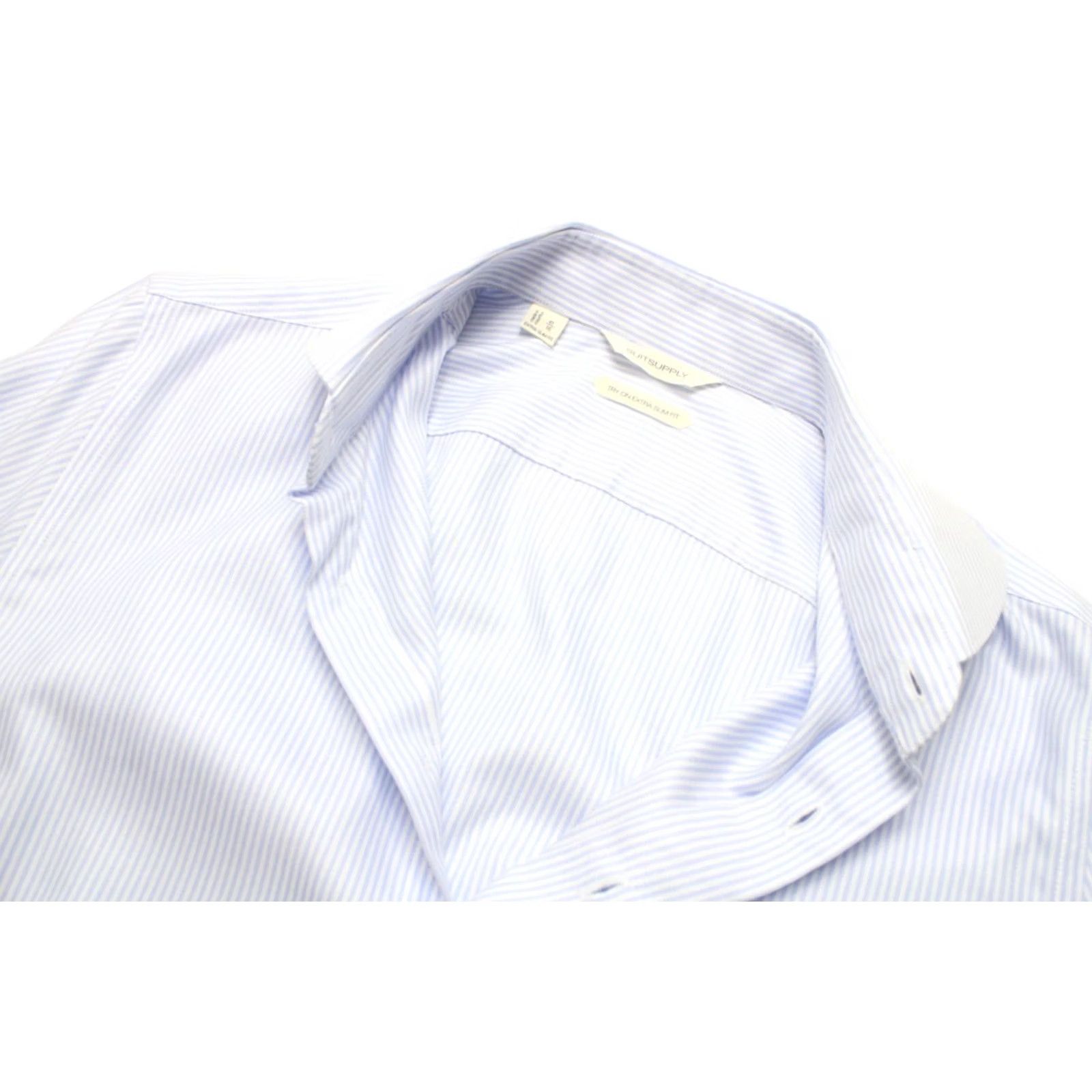 Suitsupply Suitsupply Dress Shirt Men 41 / 16 Cutaway Button-Up Extra Slim Fit Blue Pinstripe Formal Shirt Size 42R - 4 Thumbnail