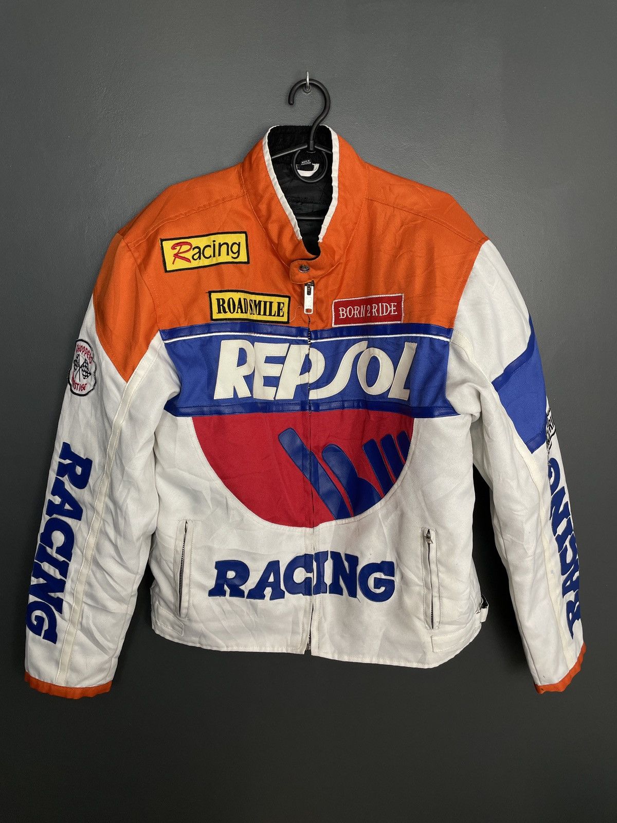 image of Repsol Racing Moto Jacket Like Honda Kawasaki Suzuki in White, Men's (Size XL)