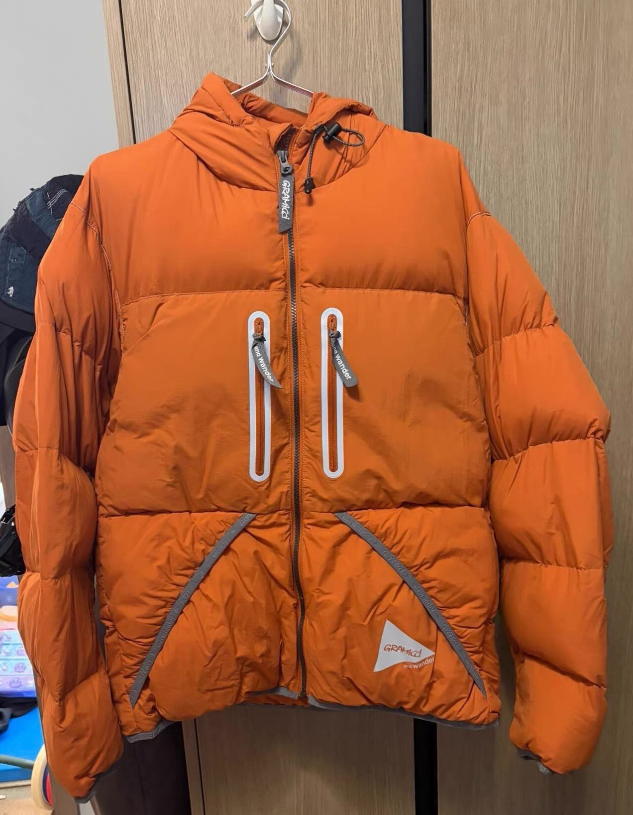 And Wander Orange Puffy Hooded Jacket Size US L / EU 52-54 / 3 - 1 Thumbnail
