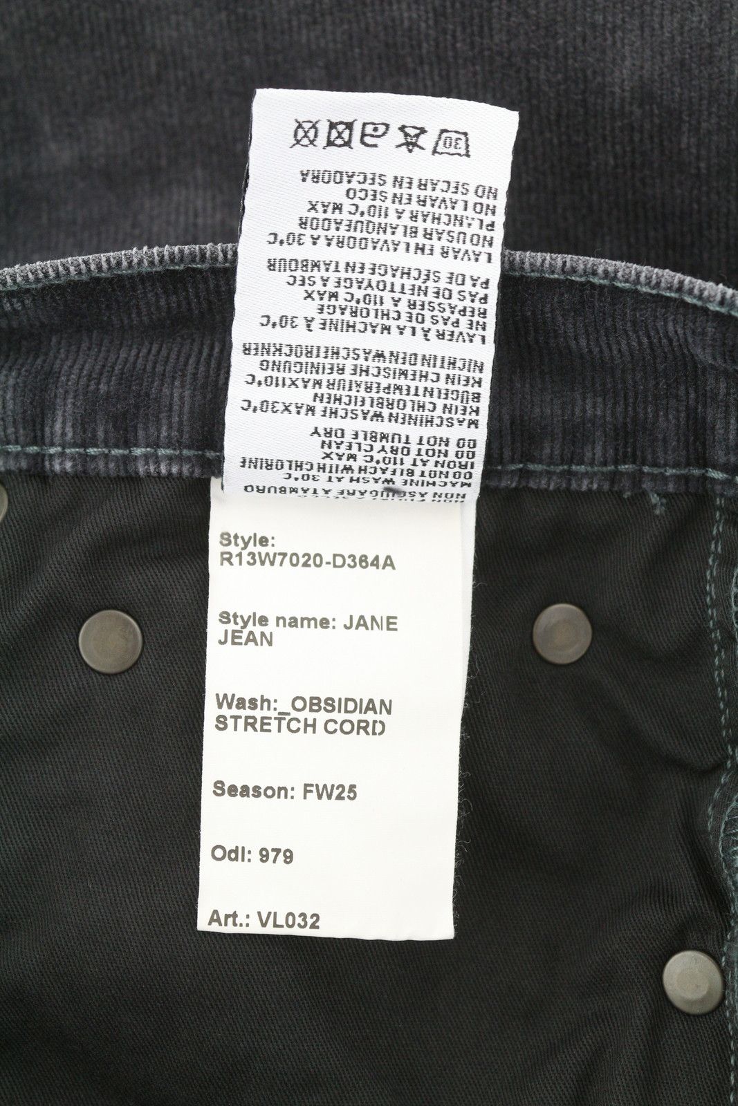 R13 JANE 24 Obsidian Stretch Cord Bootcut Zip FW25 86621 Size 24" / US 00 / IT 34 - 9 Thumbnail