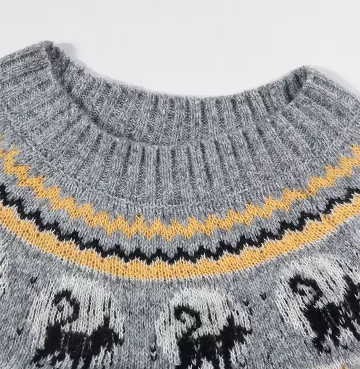 Other Retro Loose Black Cat Sweater Jacquard Knitted Sweatshirt Size 3XL / US 20-22 - 3 Thumbnail
