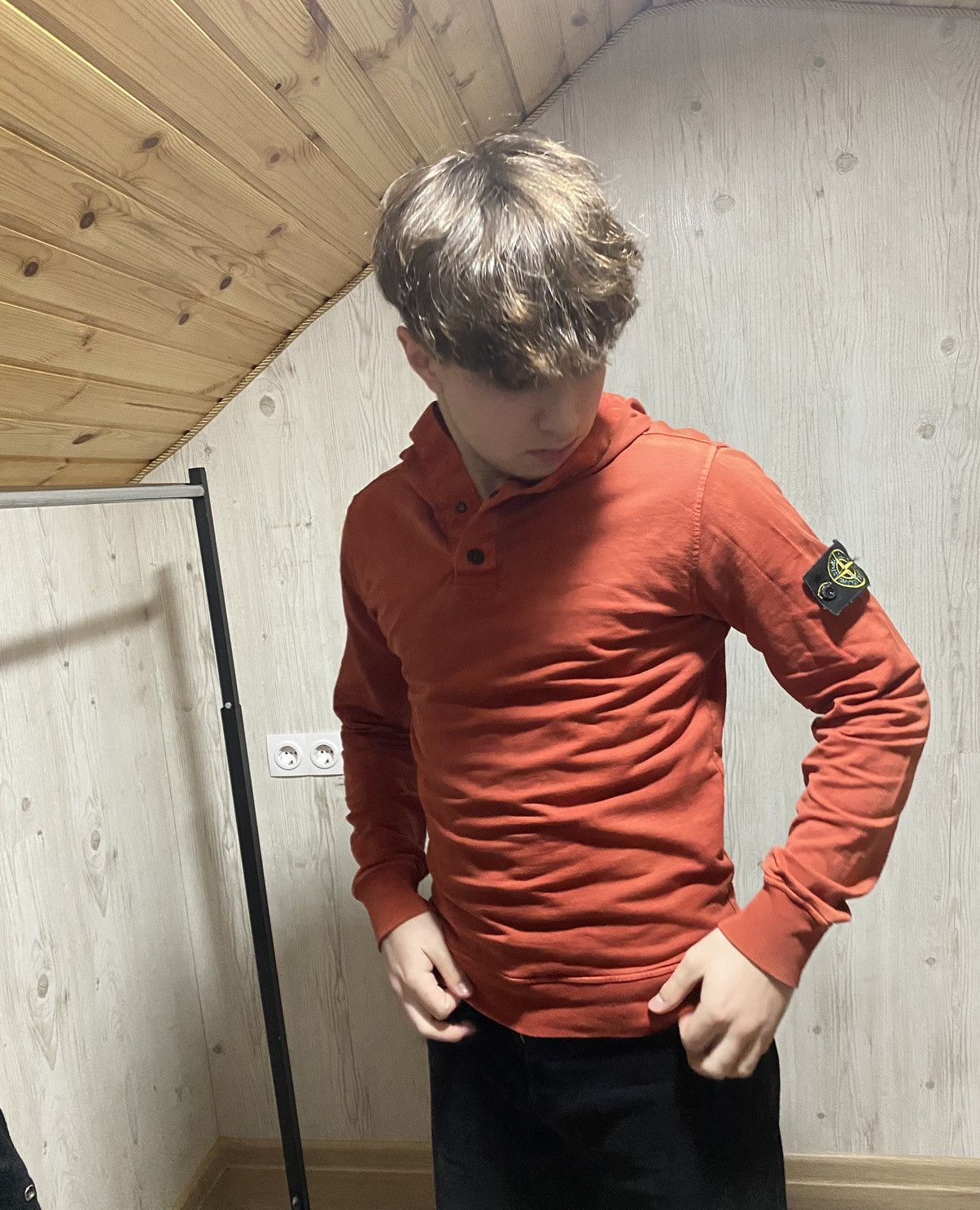 Massimo Osti Stone Island luxury rare vintage 2000 orange Hoodie Button Size US M / EU 48-50 / 2 - 22 Thumbnail