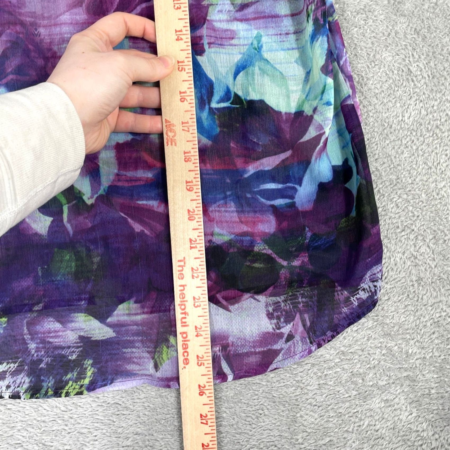 Vintage Christopher & Banks Blouse Womens Large Purple Floral Sheer Cap Sleeve Boho Size L / US 10 / IT 46 - 5 Thumbnail