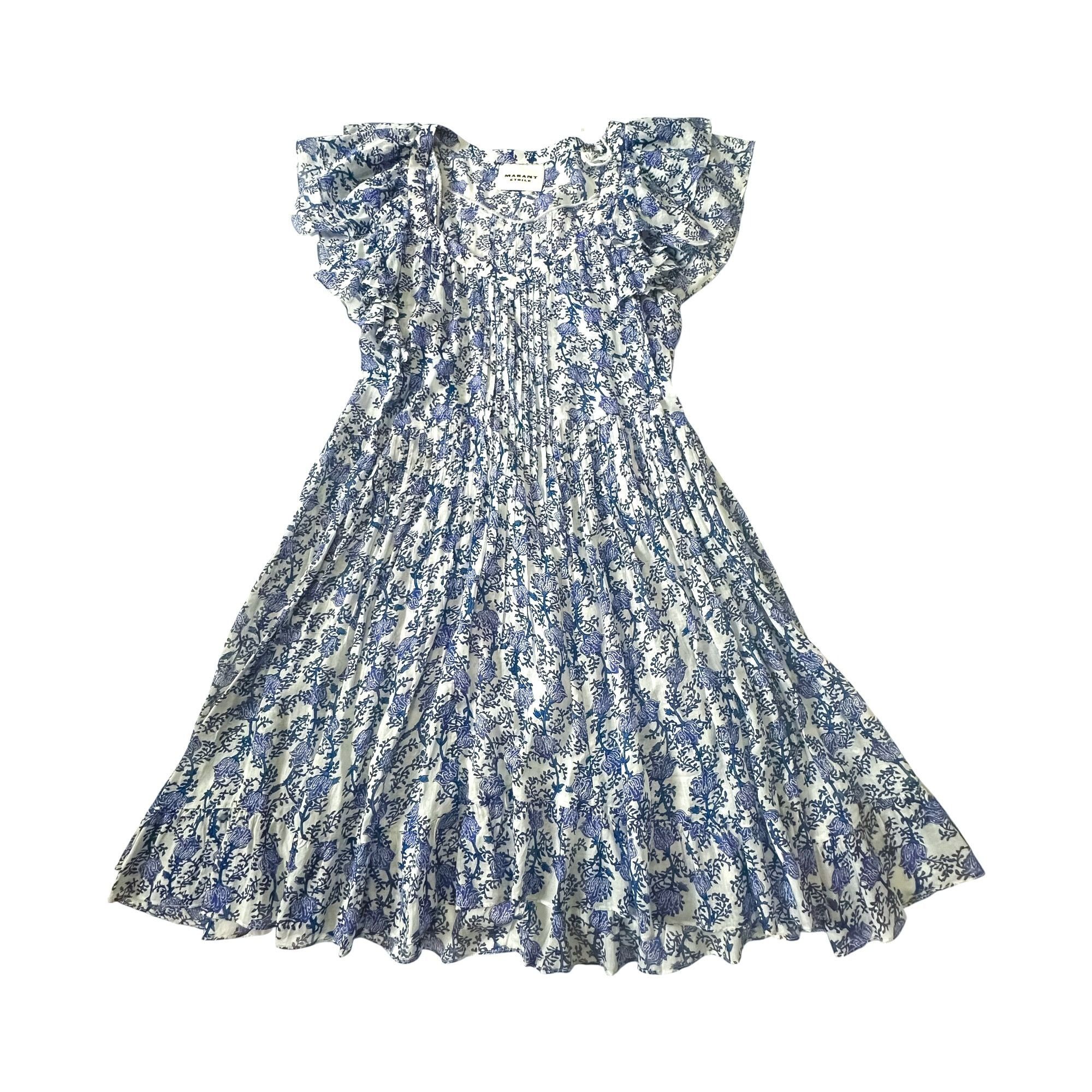 Isabel Marant Etoile Isabel Marant Étoile Godrana Blue Floral Cotton Mini Dress F Size M / US 6-8 / IT 42-44 - 5 Thumbnail