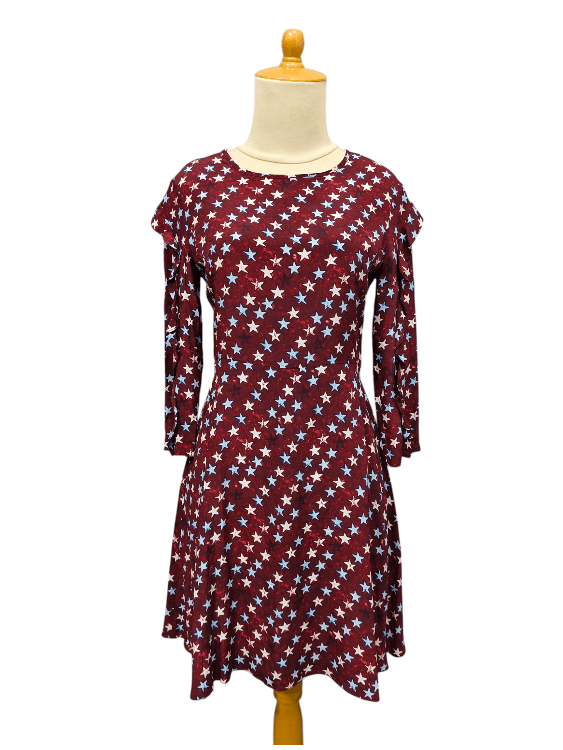 SANDRO🇫🇷 Retro Graphic Ruffled Cascading Silk Flare Dress