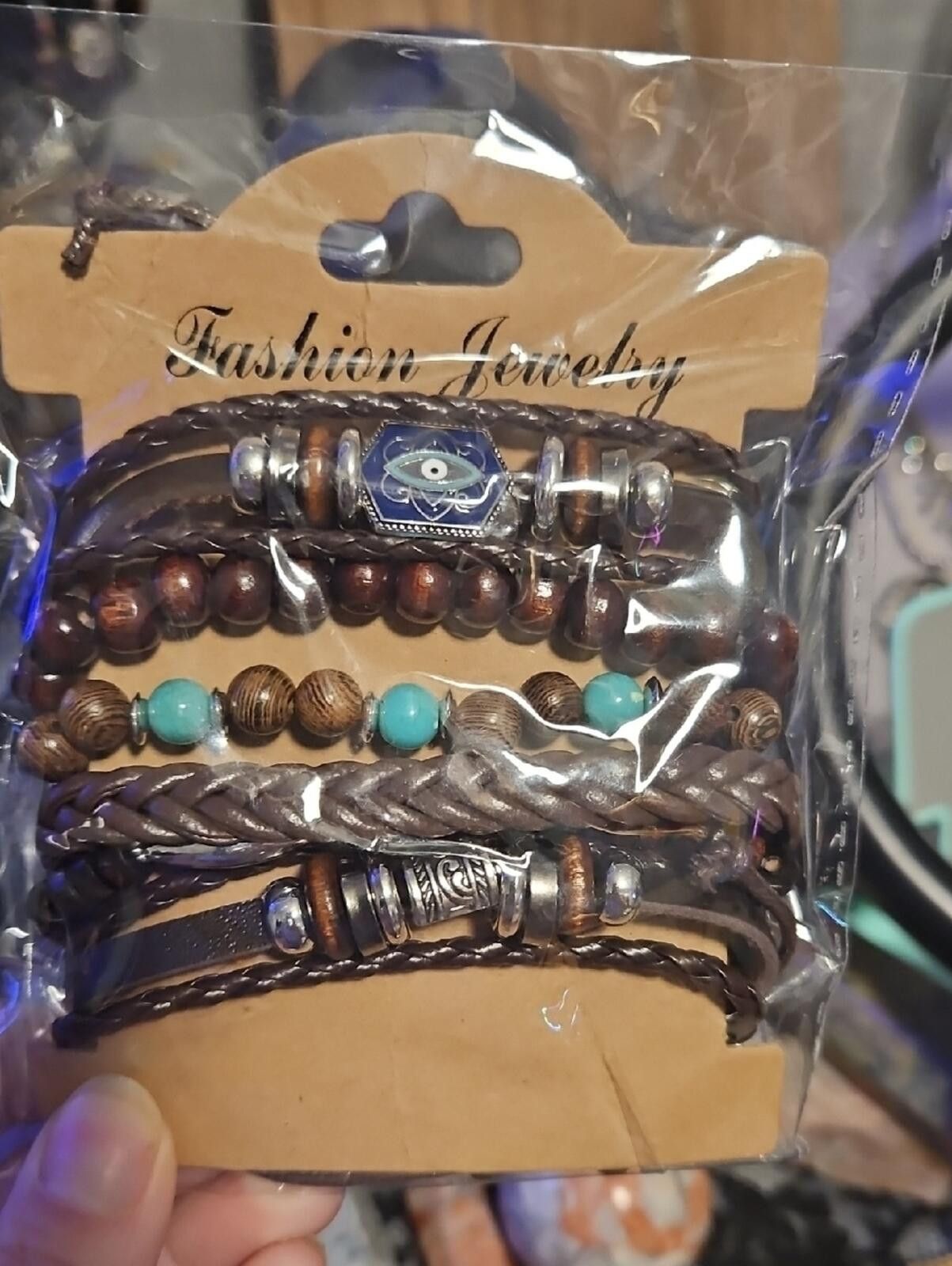 Other Brown and Turquoise Beaded Layered Bracelet Set Size ONE SIZE - 1 Thumbnail