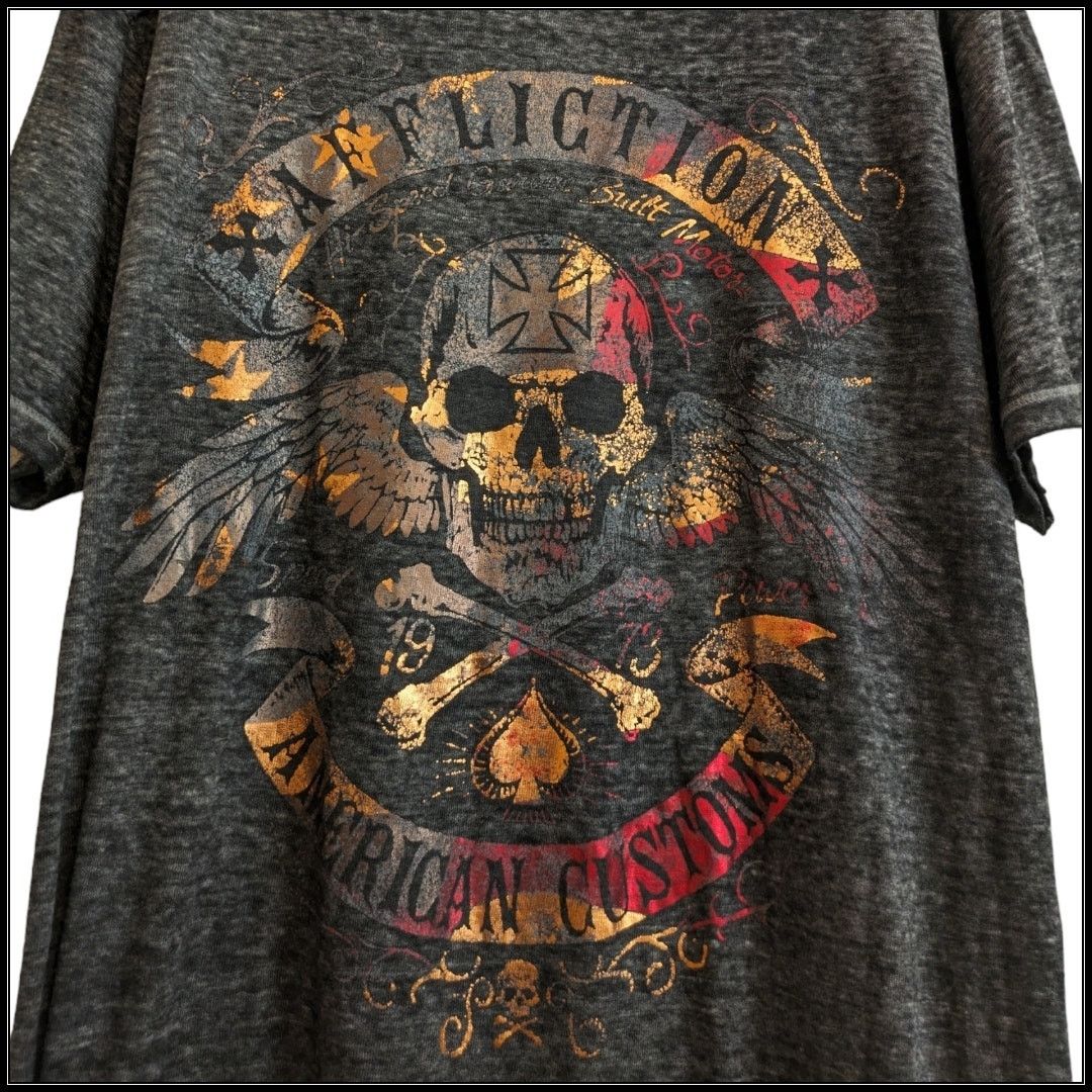 Affliction AFFLICTION American Customs Skull T-Shirt Red Gold Foil XL Size US XL / EU 56 / 4 - 5 Thumbnail
