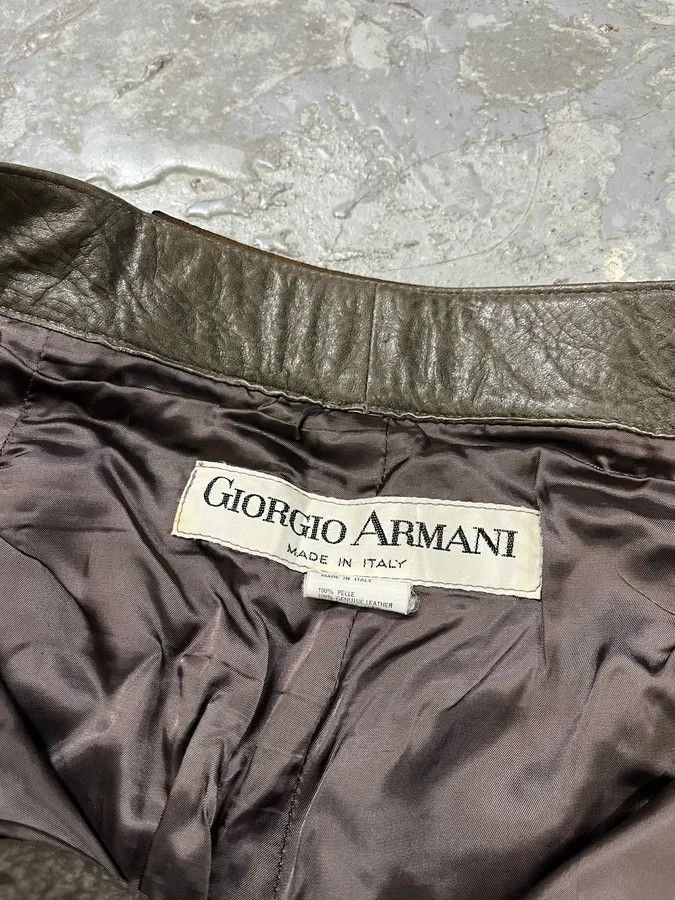 Armani × Vintage AW1986 Giorgio Armani Brown Relaxed Leather Italian Pants Size US 30 / EU 46 - 16 Thumbnail