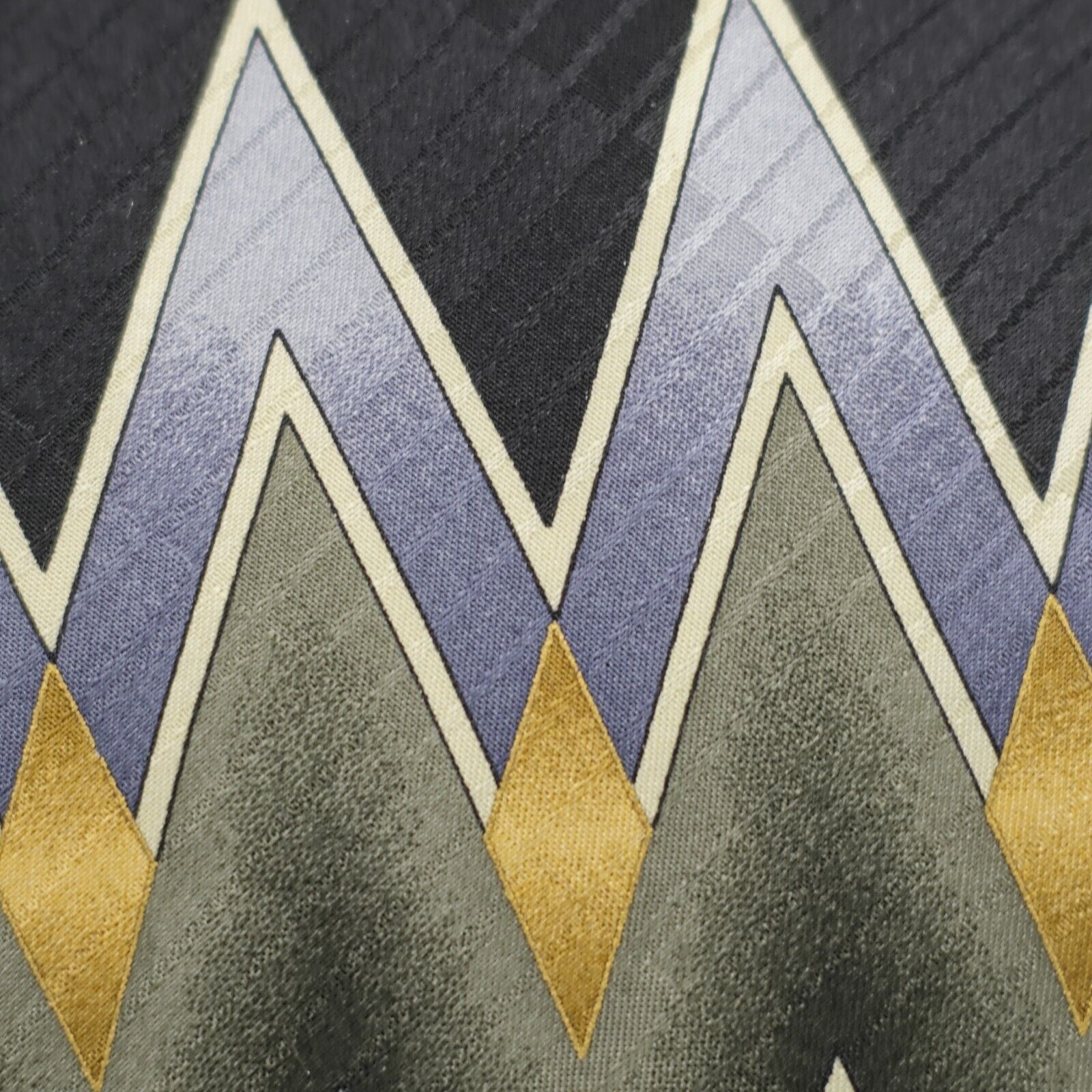 Vintage Facets Abstract Green Black Jacquard Print Silk Tie Size ONE SIZE - 2 Thumbnail