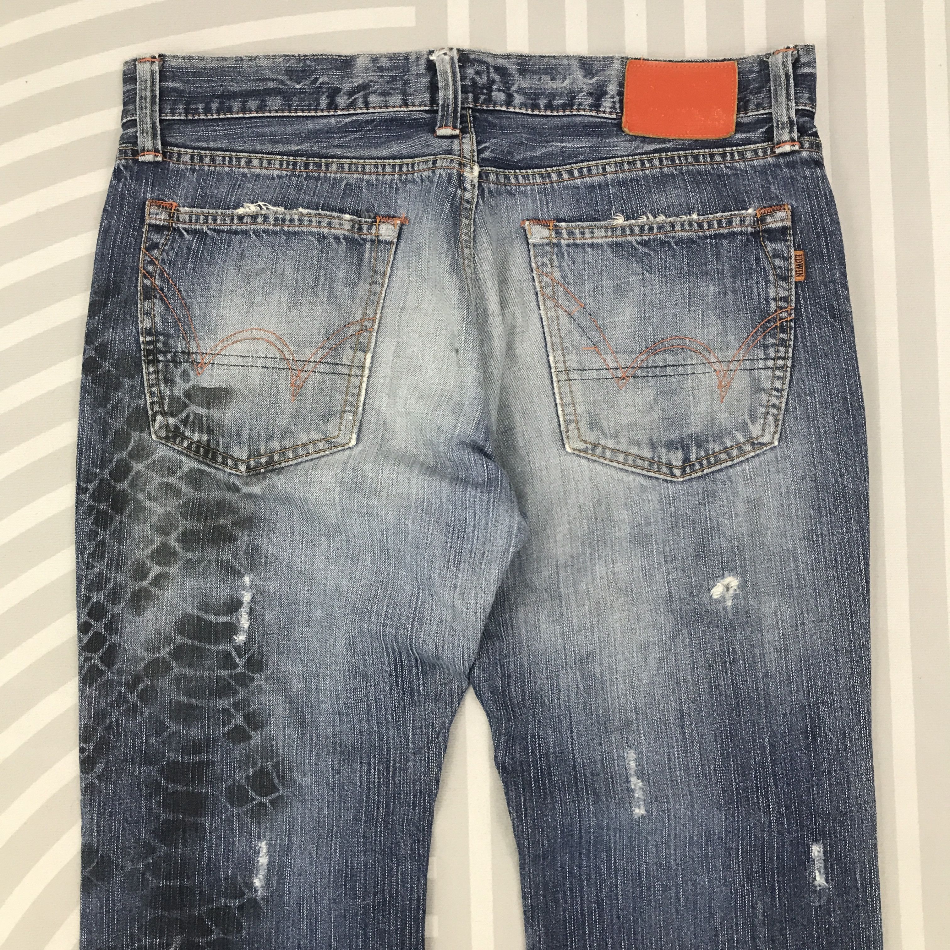 Edwin × Vintage Vtg Flare Edwin 505 Bootcut Distressed denim pants Size US 32 / EU 48 - 6 Thumbnail