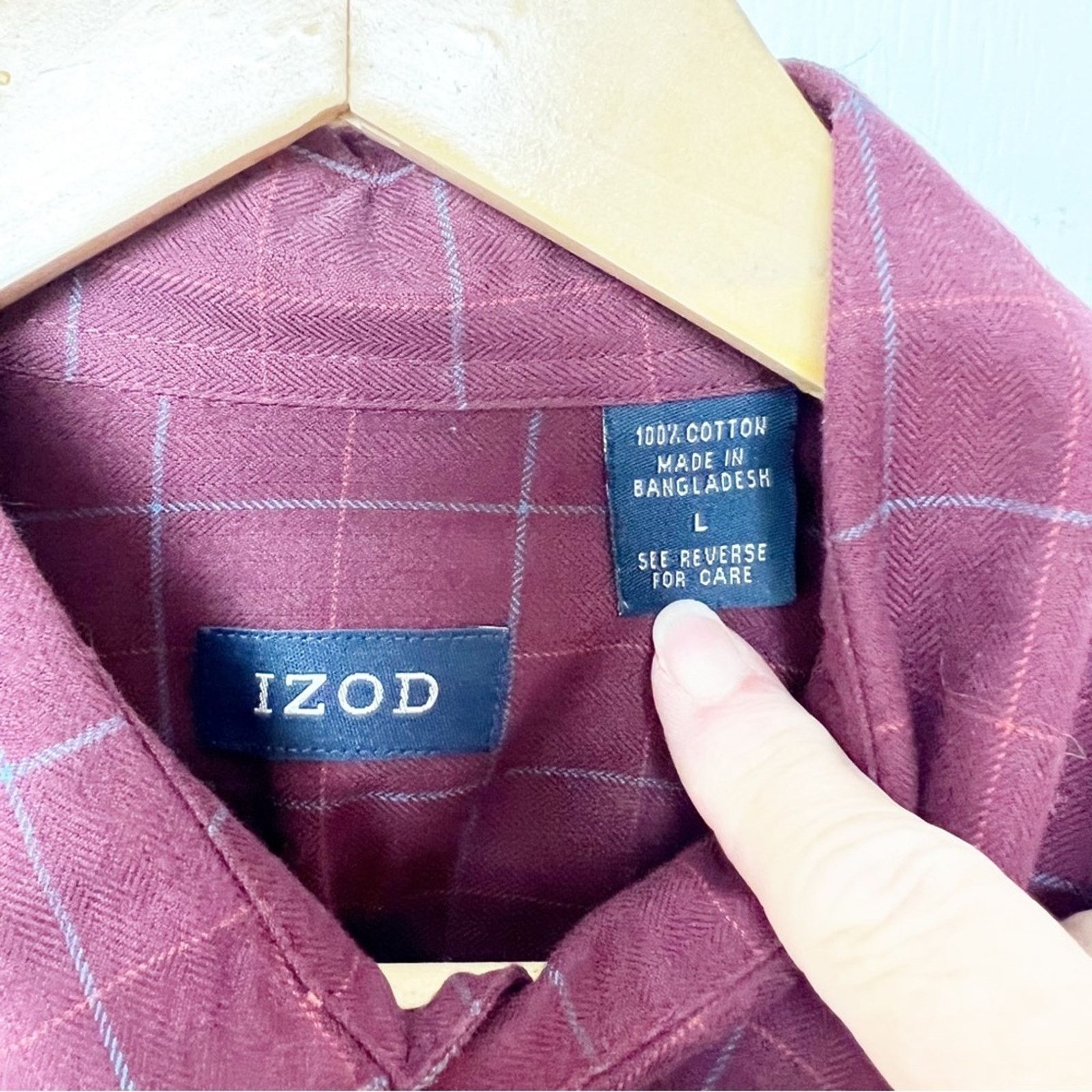 Izod Izod Maroon Windowpane Plaid Button Down Shirt Men’s Large Size US L / EU 52-54 / 3 - 3 Thumbnail