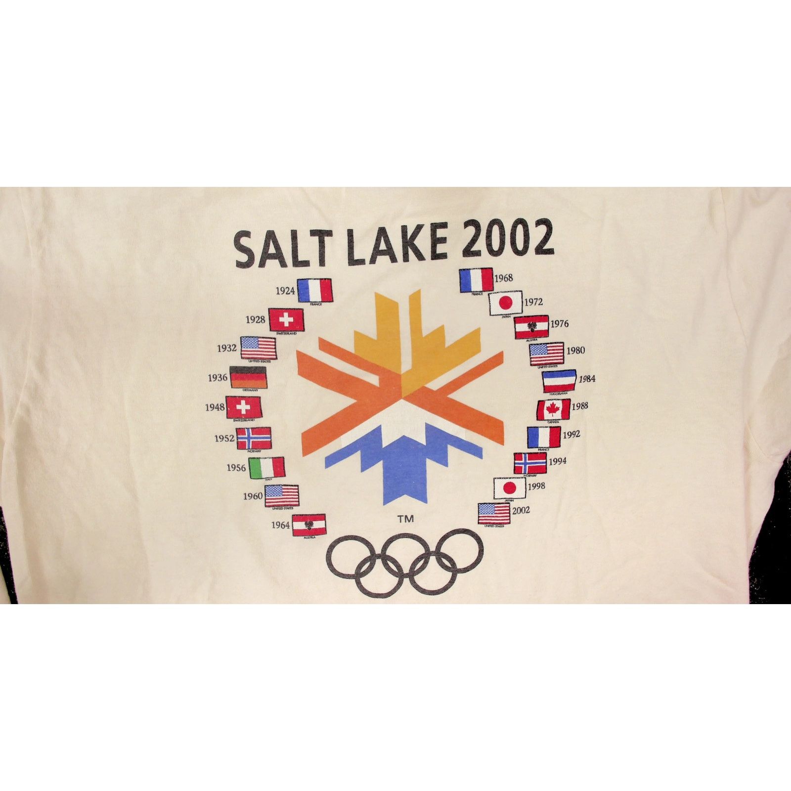 Vintage VTG 1997 Salt Lake 2002 Olympics Flags Boxy Cropped L/S Tee Size US L / EU 52-54 / 3 - 9 Thumbnail