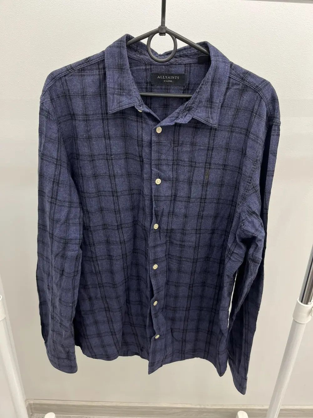Allsaints Allsaints Coruna Ls Shirt Flannel Logo Embroidered Shirt Size US XL / EU 56 / 4 - 1 Thumbnail
