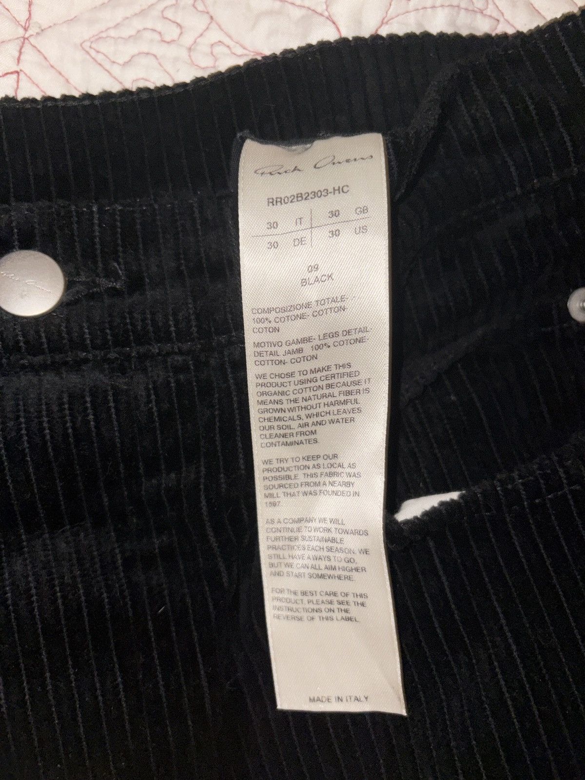 Rick Owens Rick Owens Black Corduroy Bolan Banana Pants Size US 30 / EU 46 - 4 Thumbnail