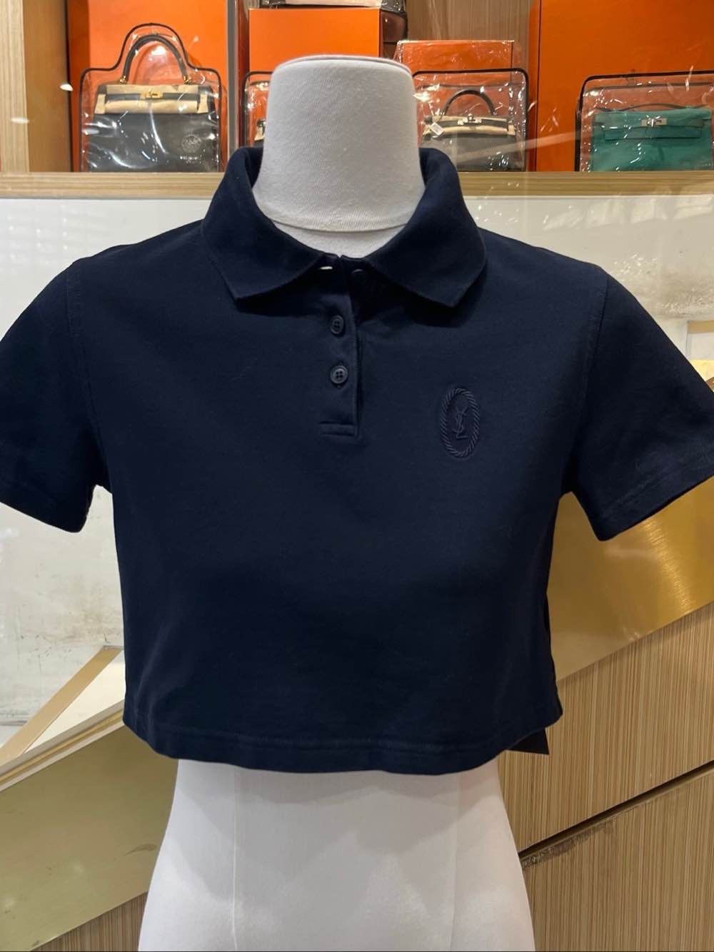 Saint Laurent Paris Saint Laurent Logo Patch Polo Shirt Navy Size XS Size XS / US 0-2 / IT 36-38 - 1 Thumbnail